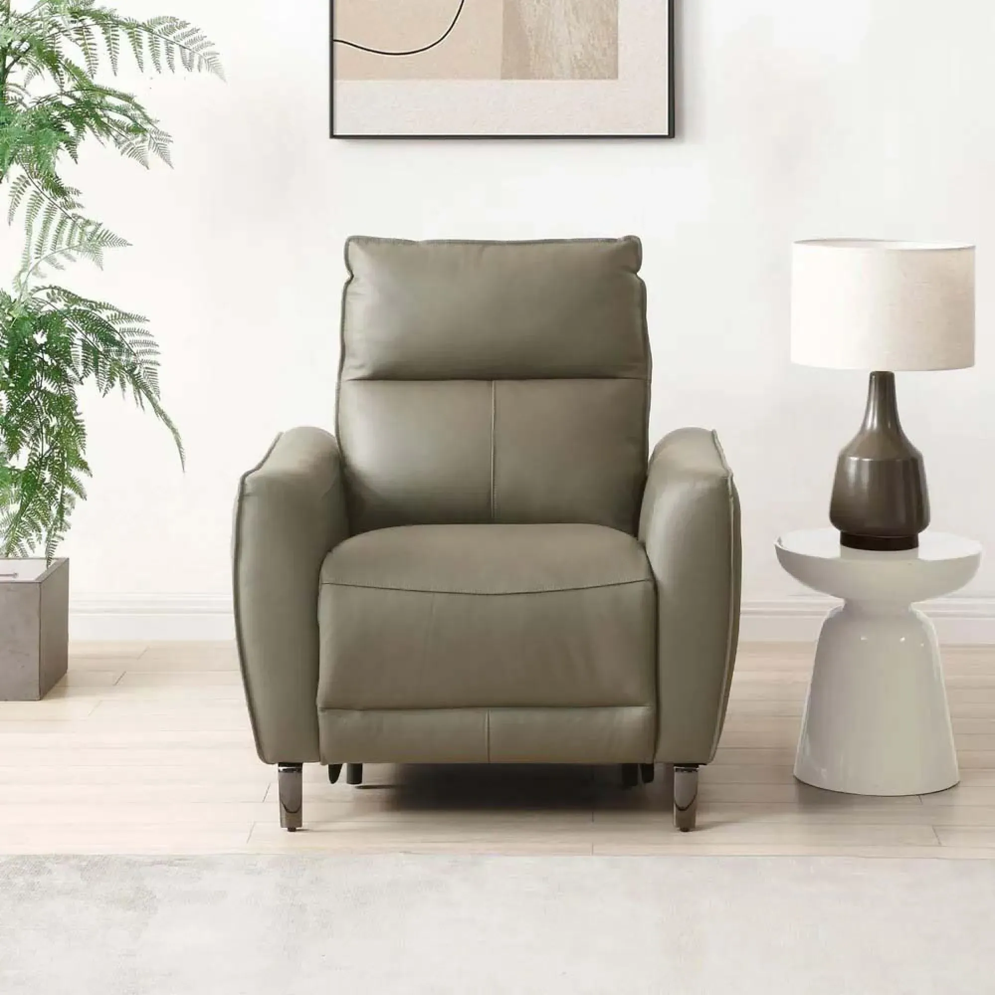 Brooke Electric Recliner Armchair - Taupe, Leather