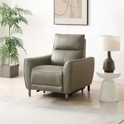 Brooke Electric Recliner Armchair - Taupe, Leather
