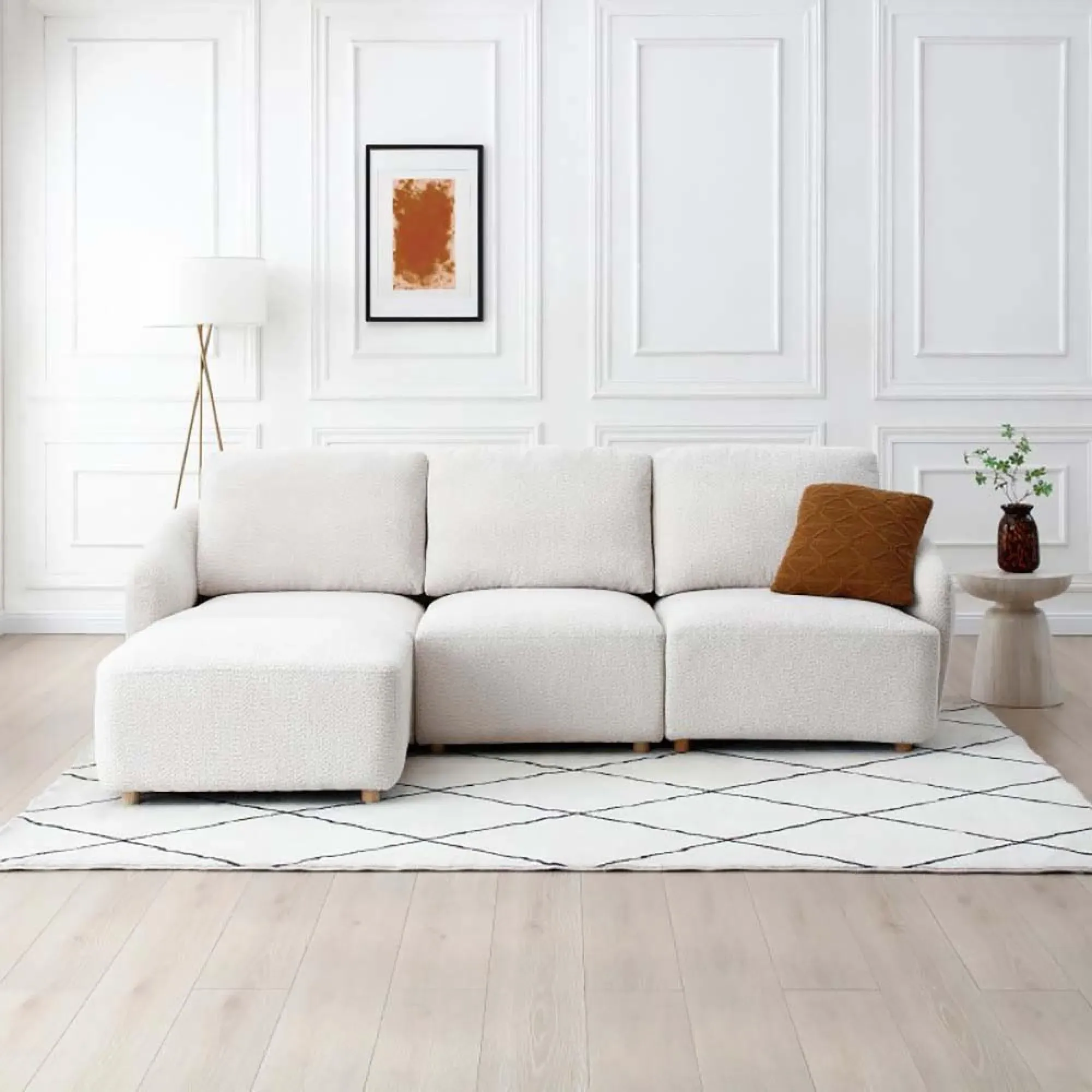 Como 3-Seater Modular Sofa - Natural, Boucle