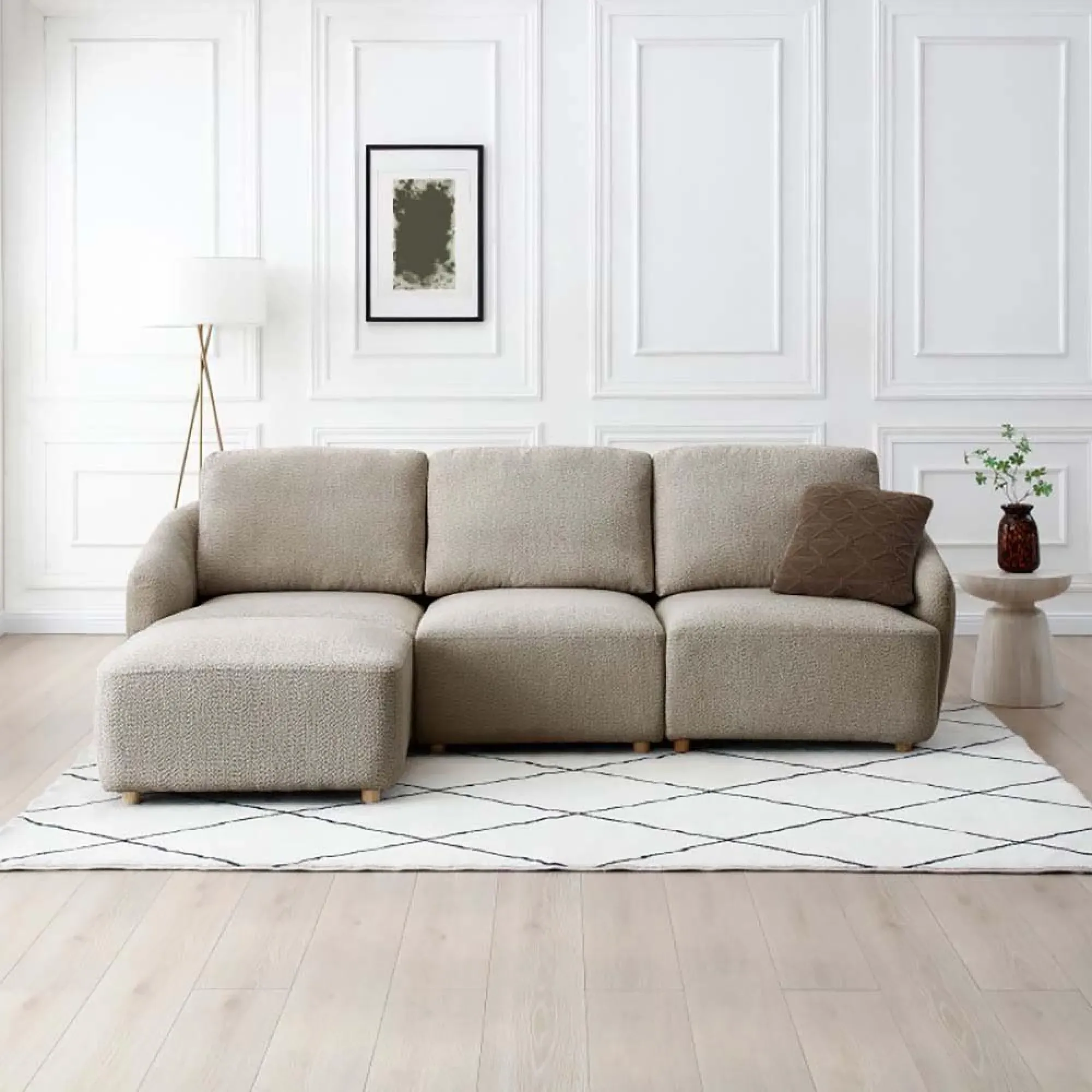 Como 3-Seater Modular Sofa - Taupe, Boucle