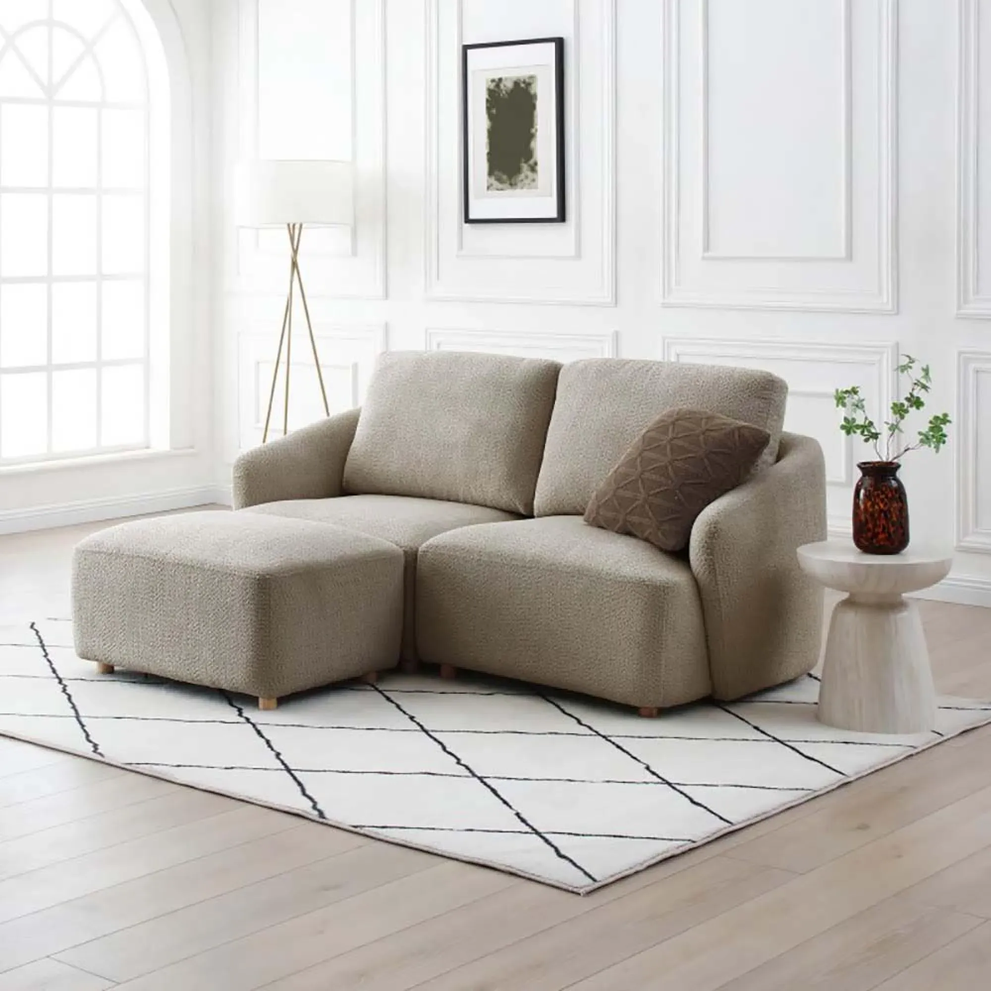 Como Armless Chair - Taupe, Boucle