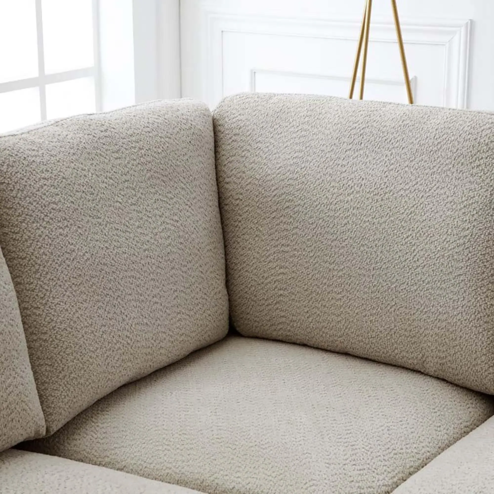 Como Corner Armless Chair - Taupe, Boucle