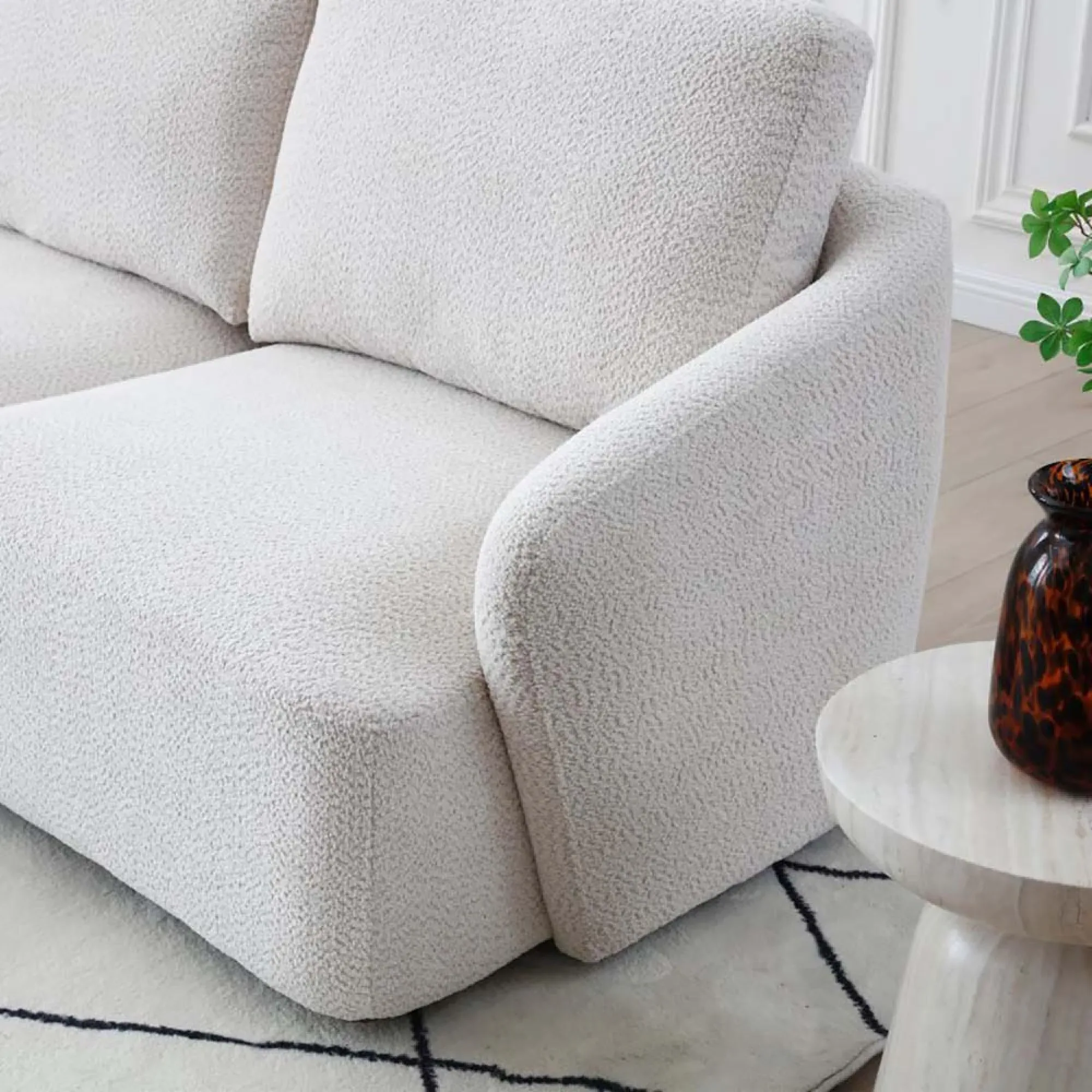 Como Right Hand Facing End Chair - Natural, Boucle