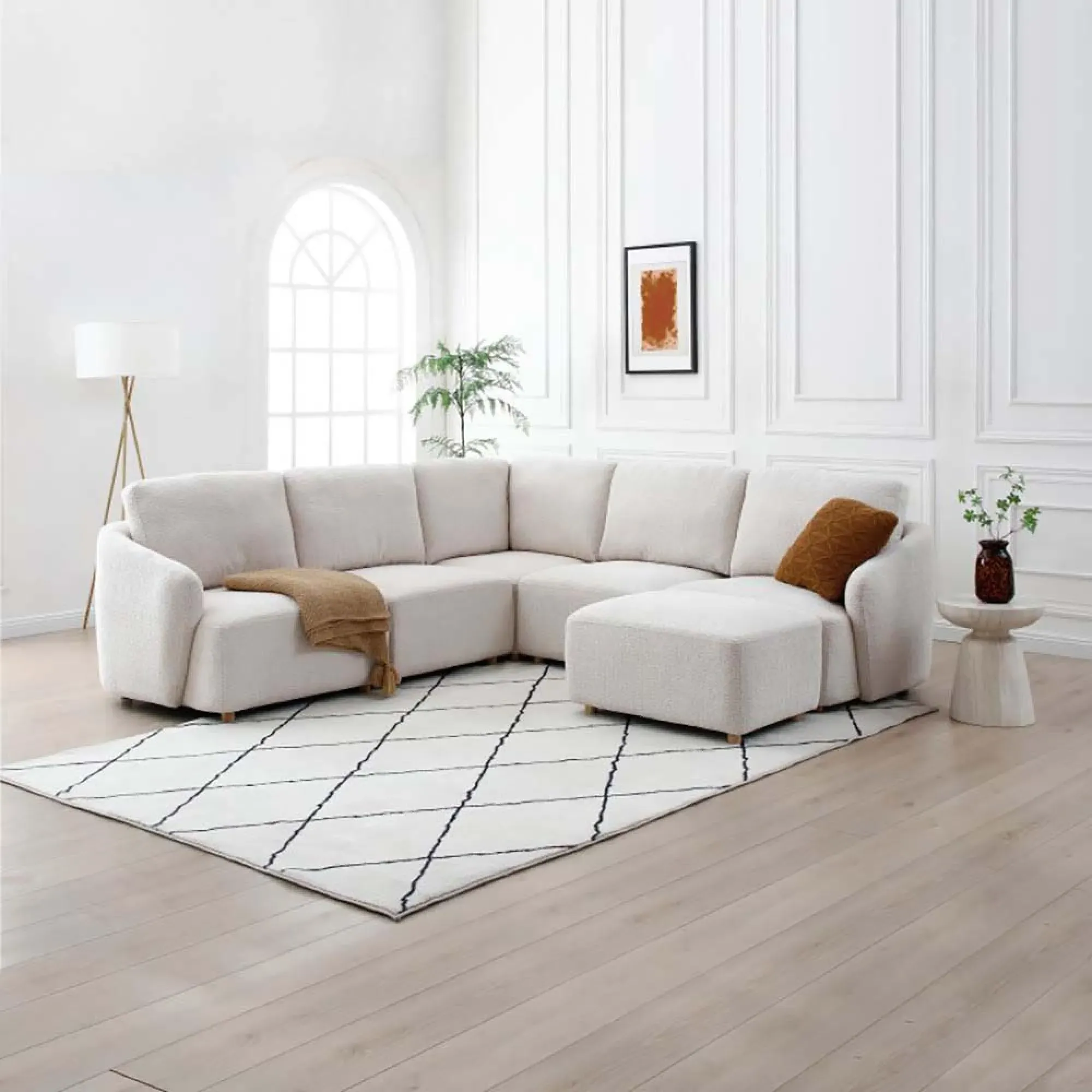 Como Right Hand Facing End Chair - Natural, Boucle