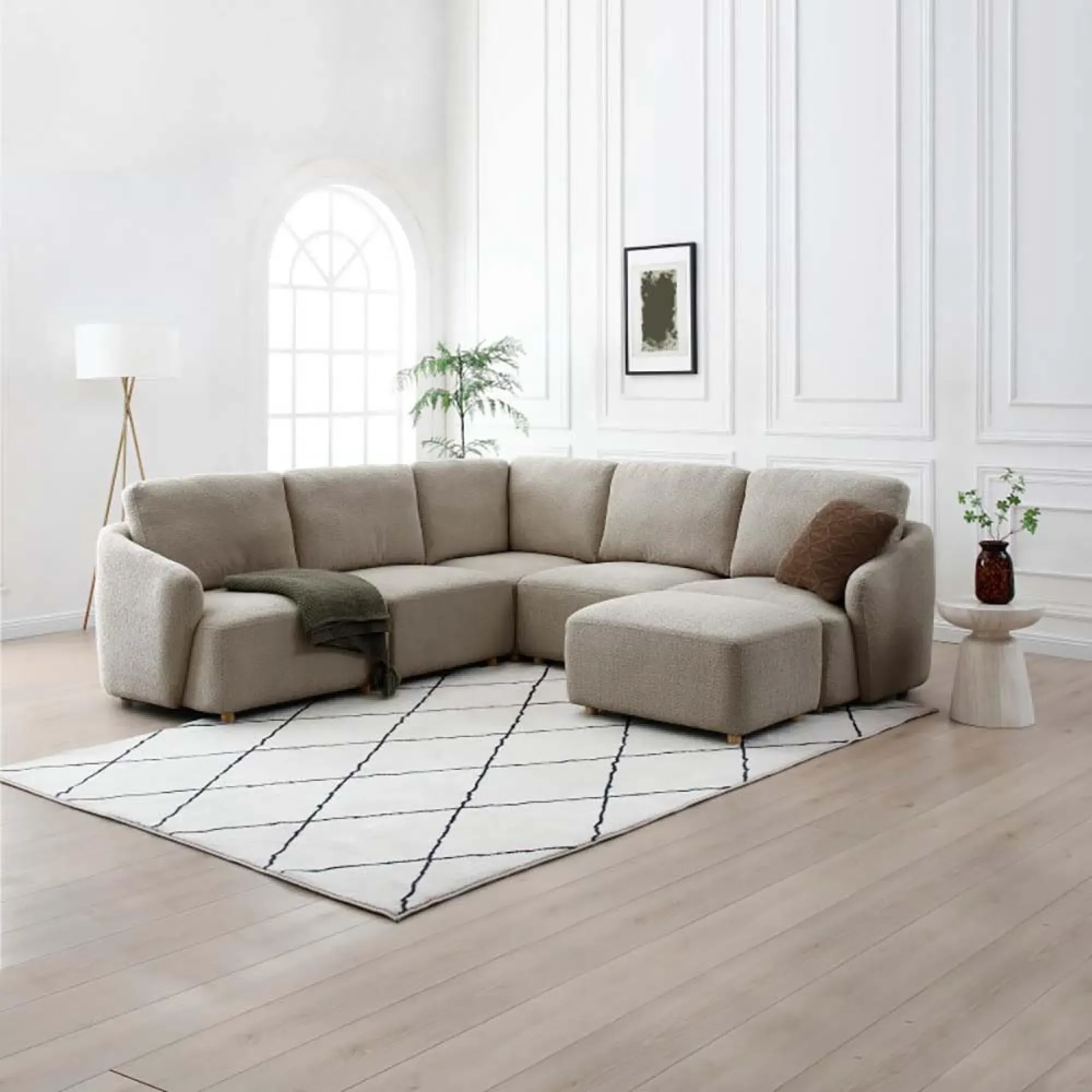 Como Right Hand Facing End Chair - Taupe, Boucle