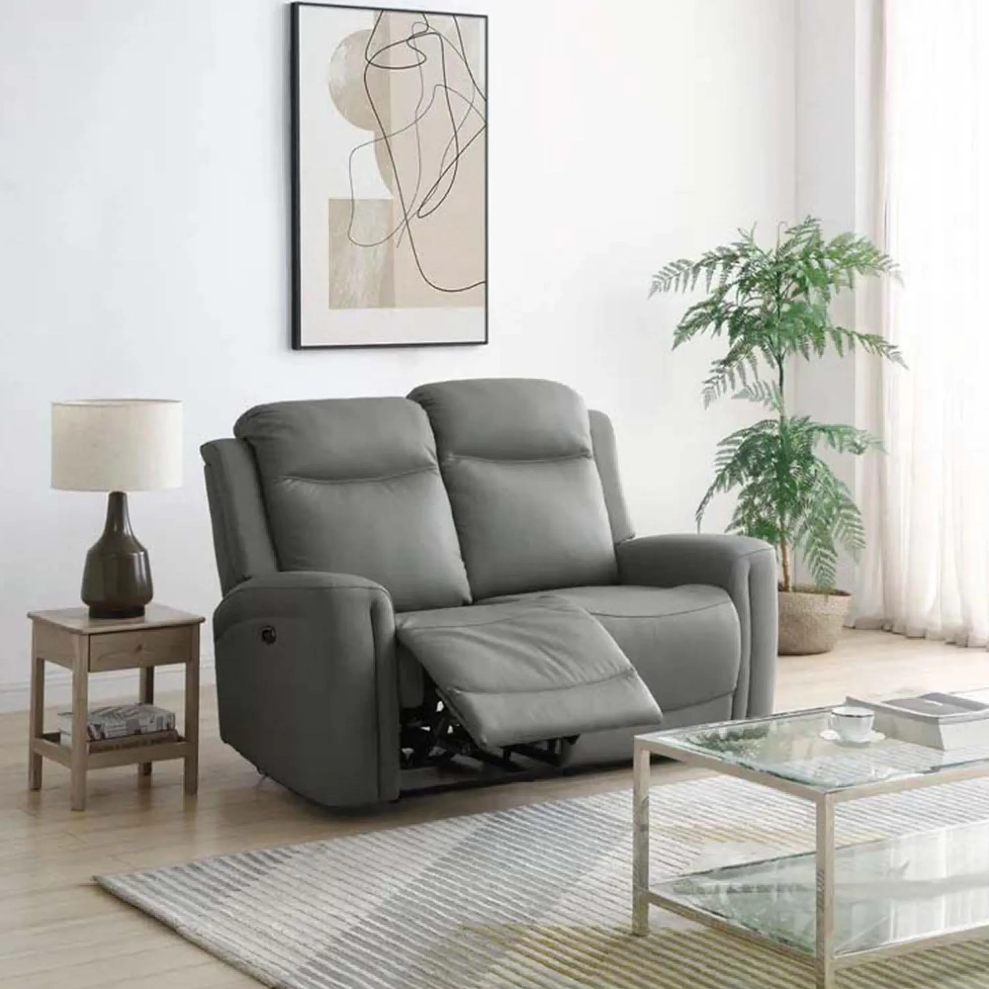 Henley 2-Seater Electric Recliner Sofa - Grey, Leather