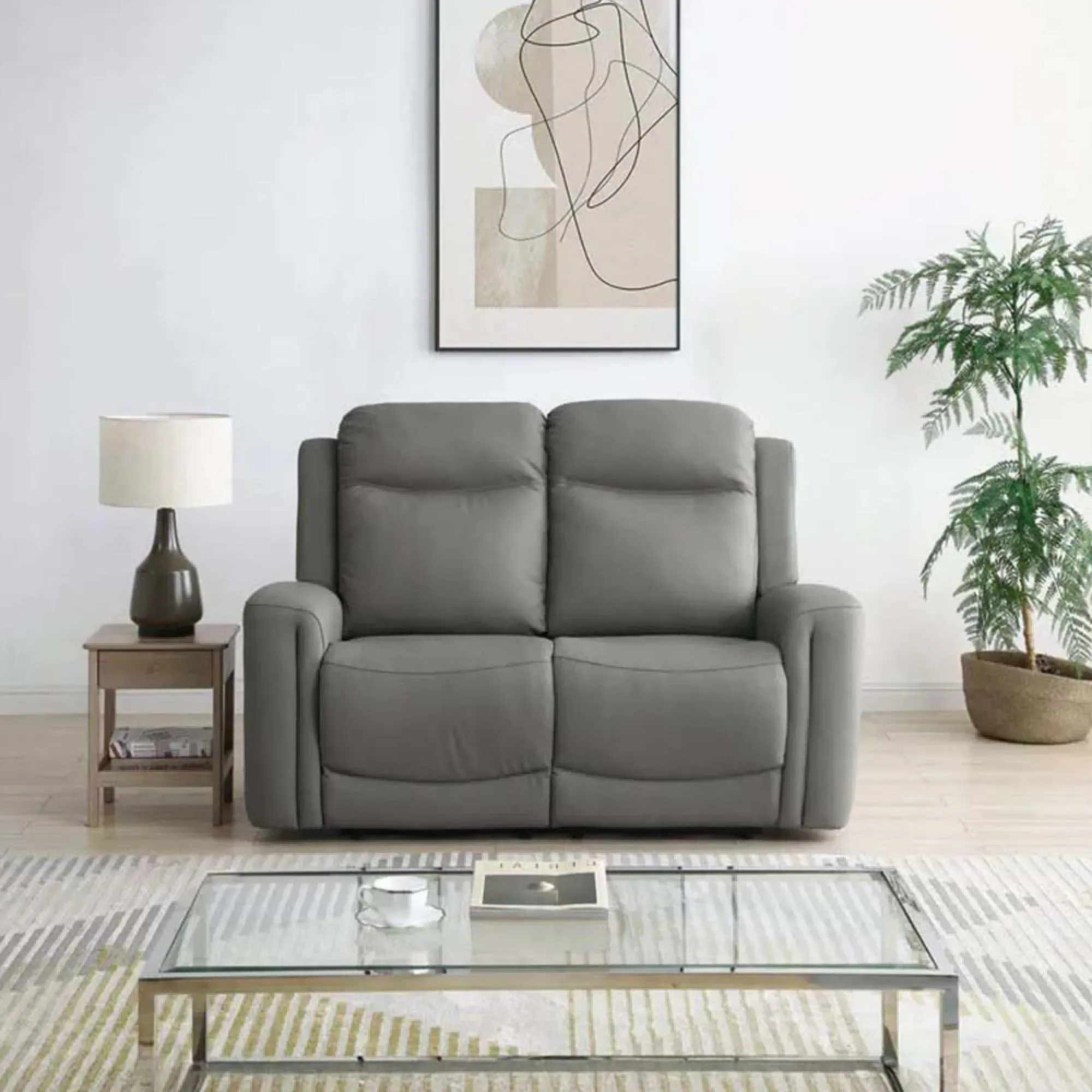 Henley 2-Seater Electric Recliner Sofa - Grey, Leather