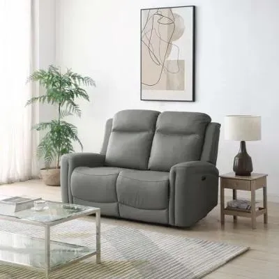 Henley 2-Seater Electric Recliner Sofa - Grey, Leather