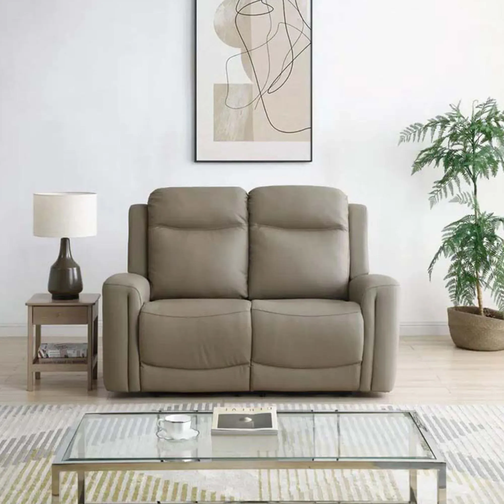 Henley 2-Seater Electric Recliner Sofa - Taupe, Leather