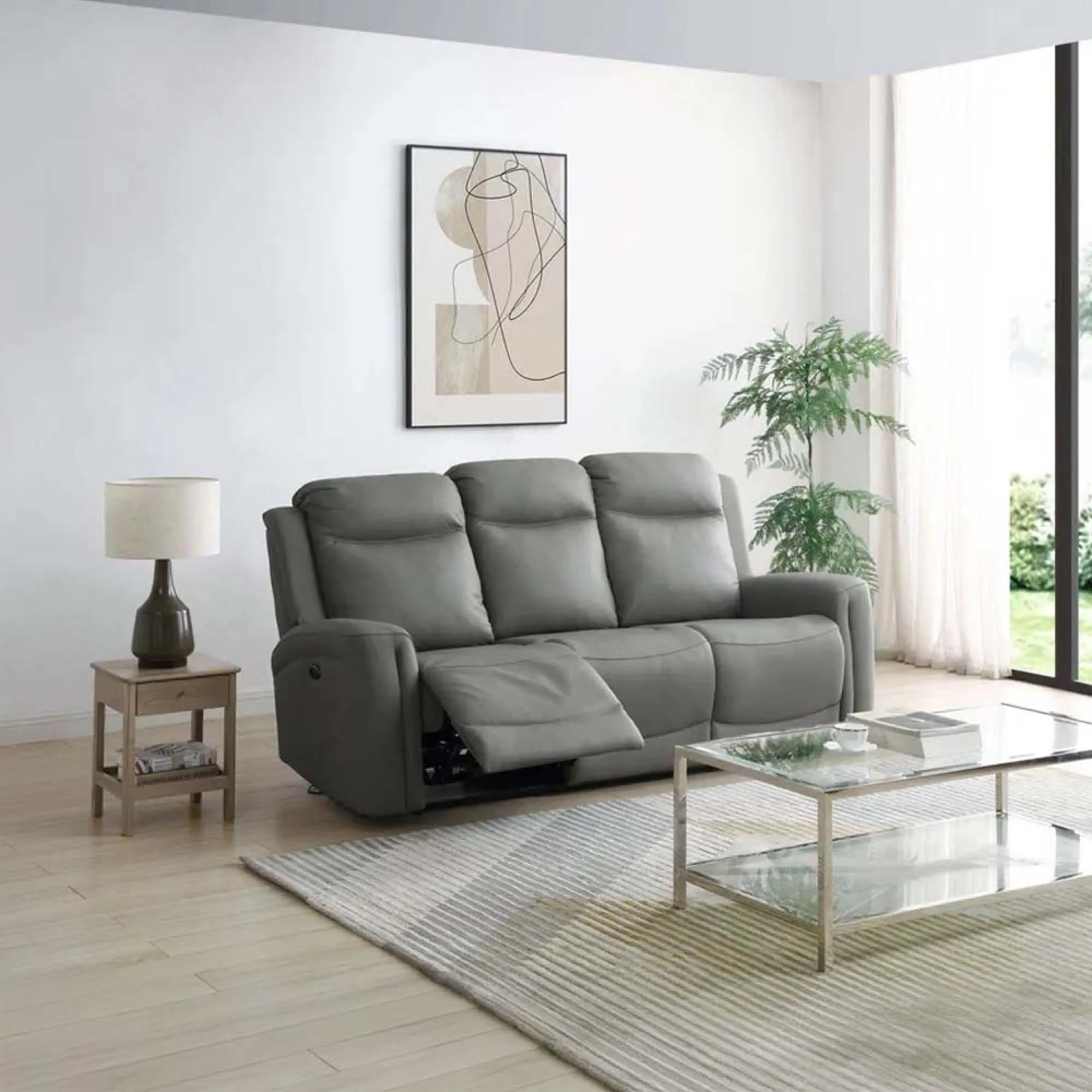 Henley 3-Seater Electric Recliner Sofa - Grey, Leather