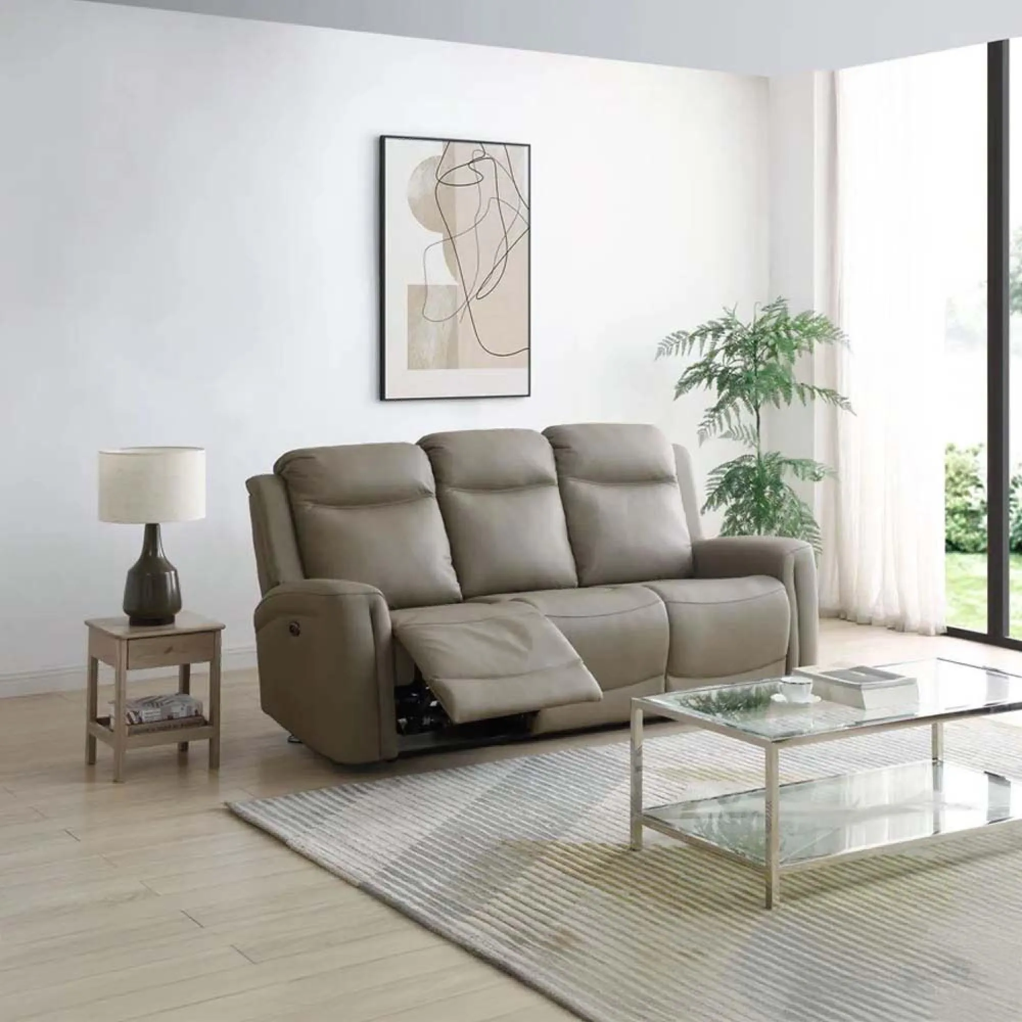 Henley 3-Seater Electric Recliner Sofa - Taupe, Leather