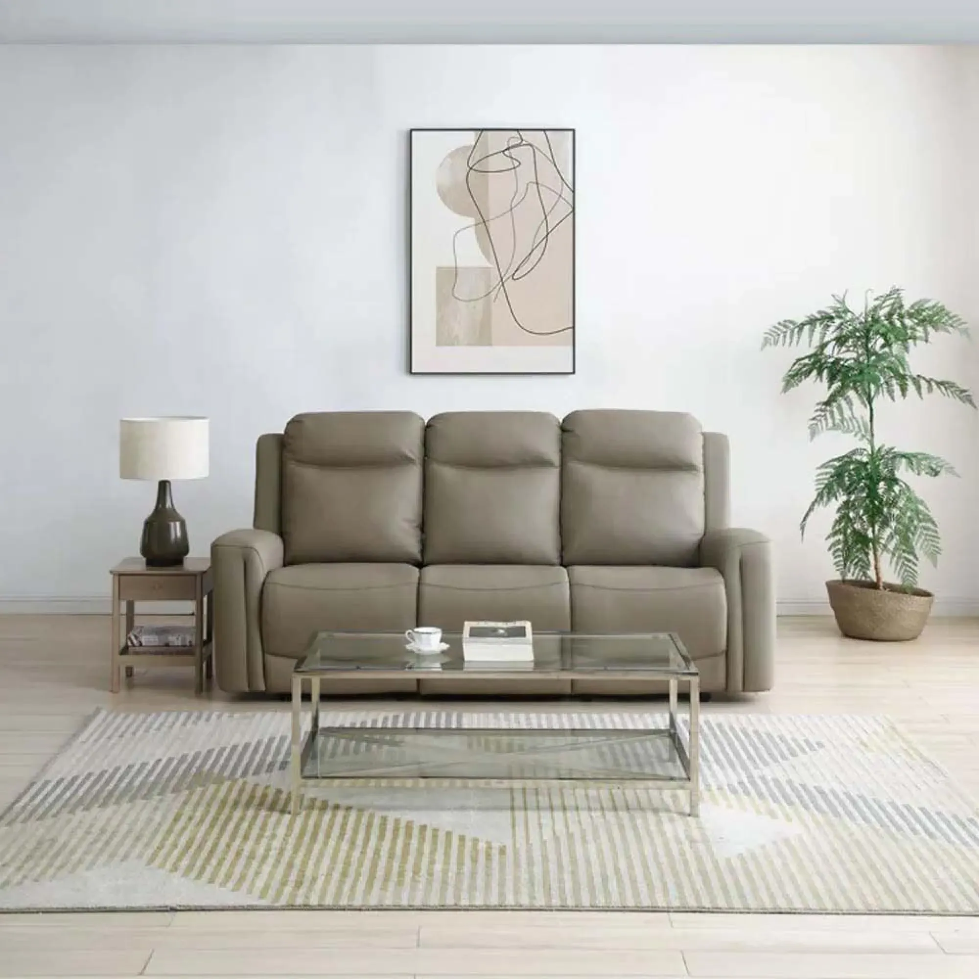 Henley 3-Seater Electric Recliner Sofa - Taupe, Leather