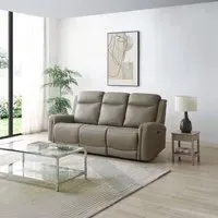 Henley 3-Seater Electric Recliner Sofa - Taupe, Leather