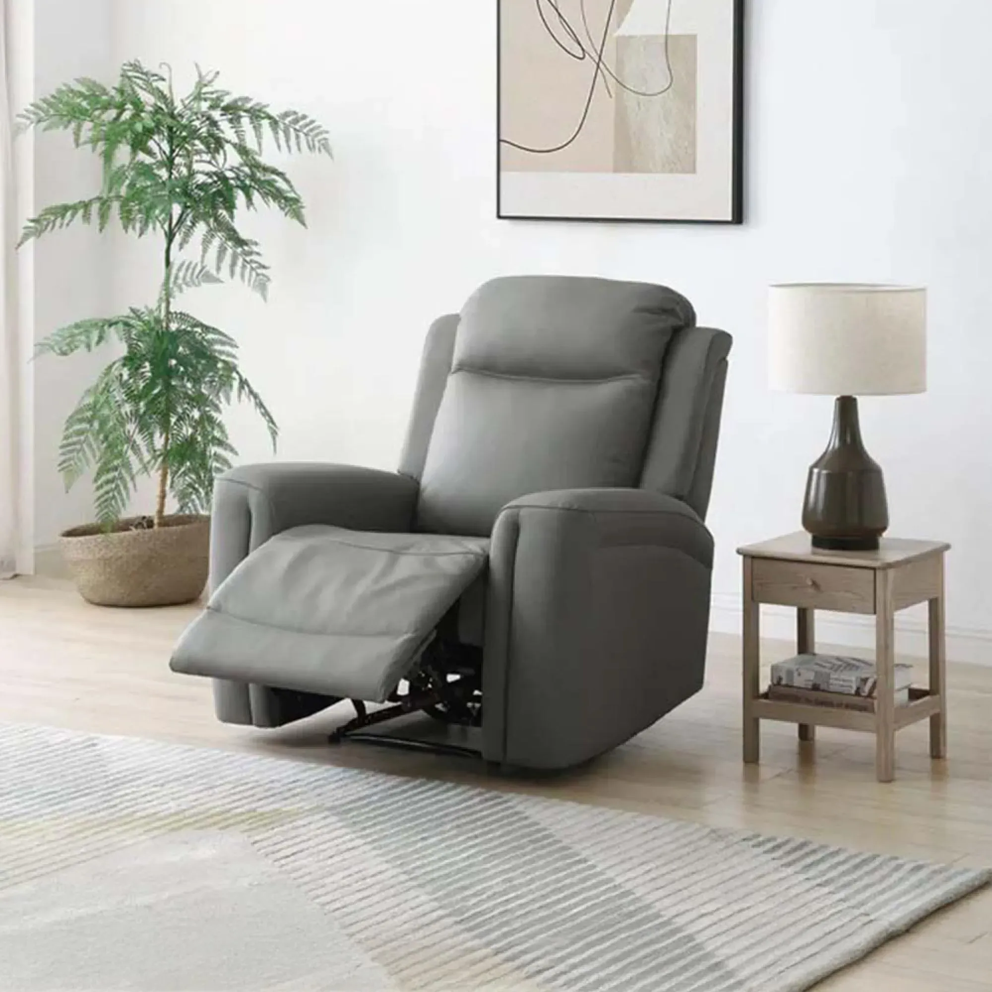 Henley Electric Recliner Armchair - Grey, Leather