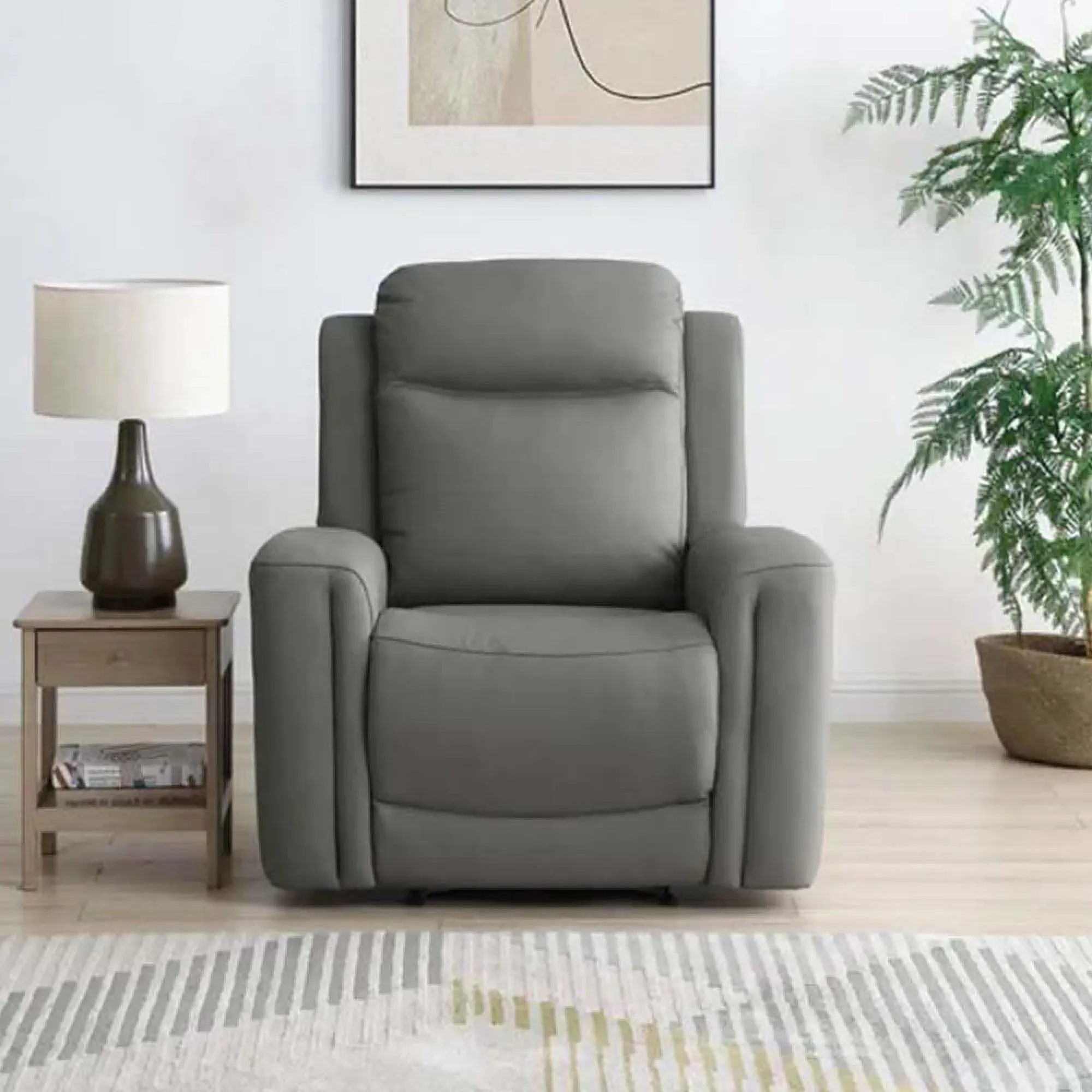 Henley Electric Recliner Armchair - Grey, Leather