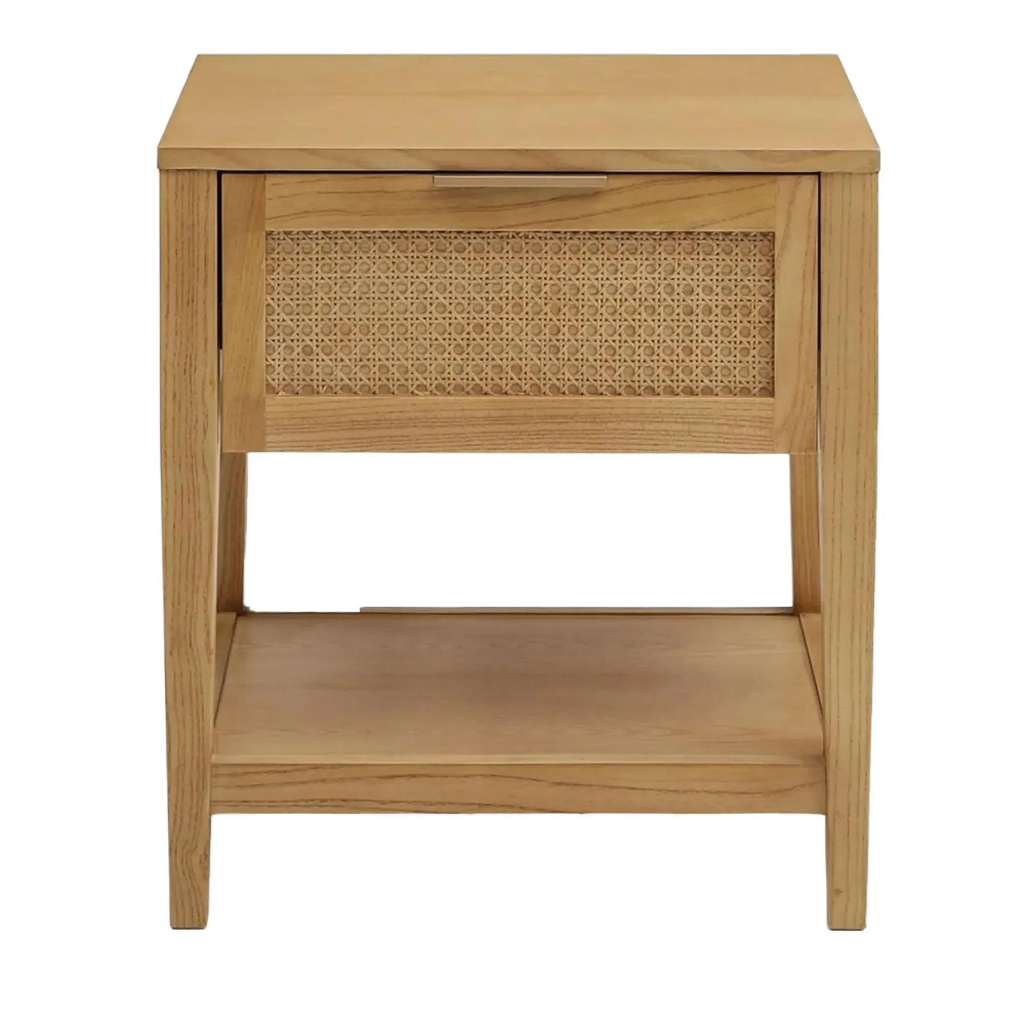 Max Wood and Rattan 1 Drawer Bedside Table - Oak