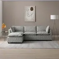 Moda Corner Sofa - Light Grey, Boucle Fabric