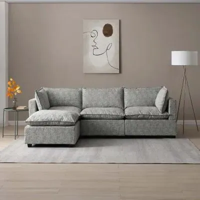 Moda Corner Sofa - Light Grey, Boucle Fabric image