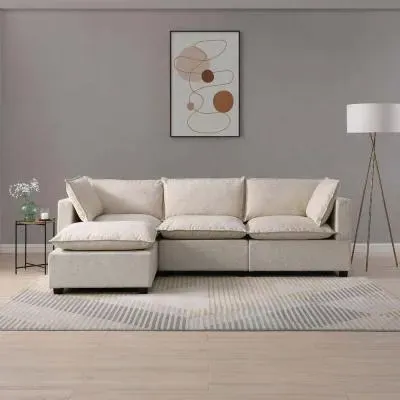 Moda Corner Sofa - Natural, Boucle Fabric
