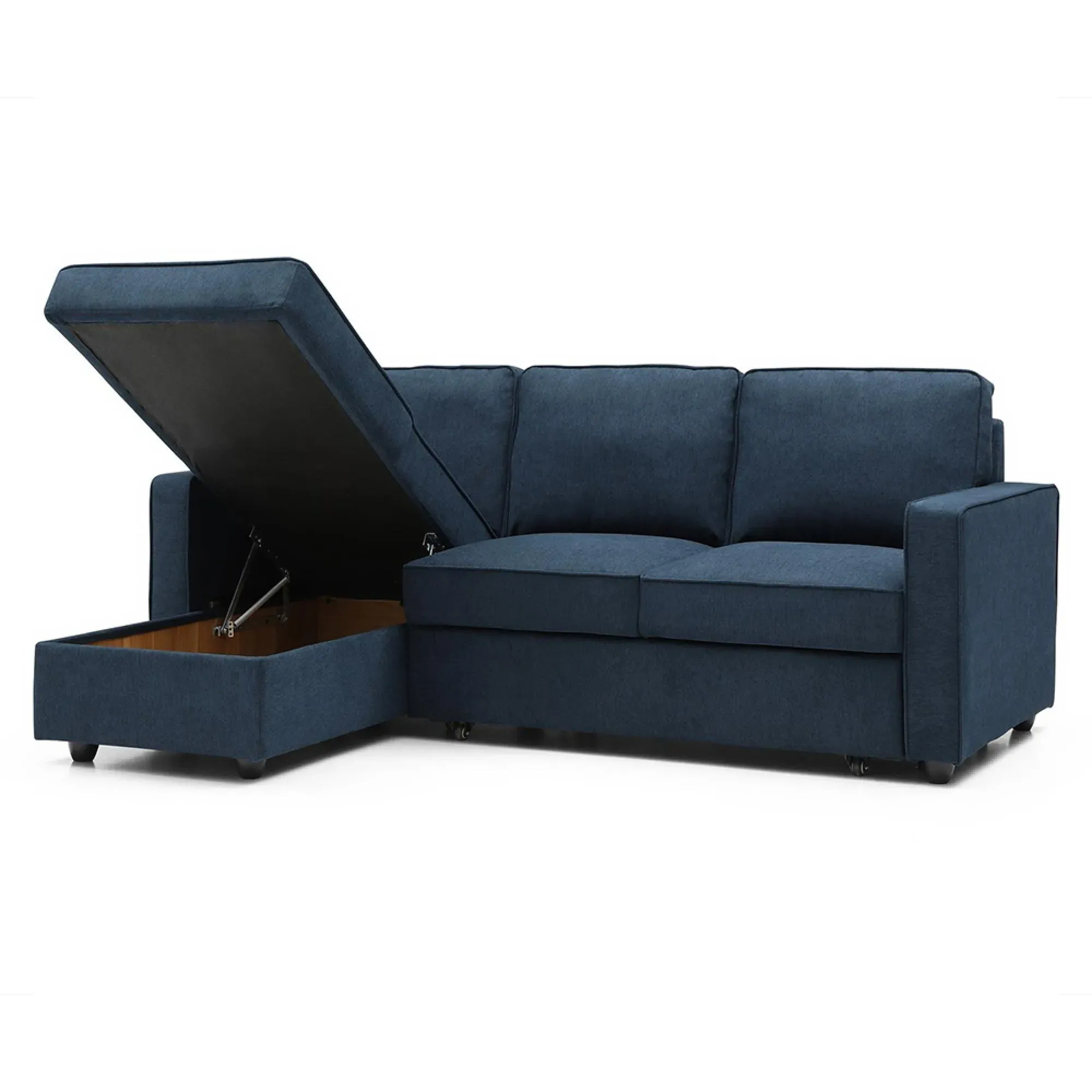 Myles Corner Sofa Bed - Blue, Fabric