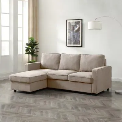 Myles Corner Sofa Bed - Typhon Natural, Fabric