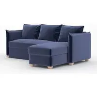 Oscar Corner Sofa Bed - Midnight Blue, Fabric