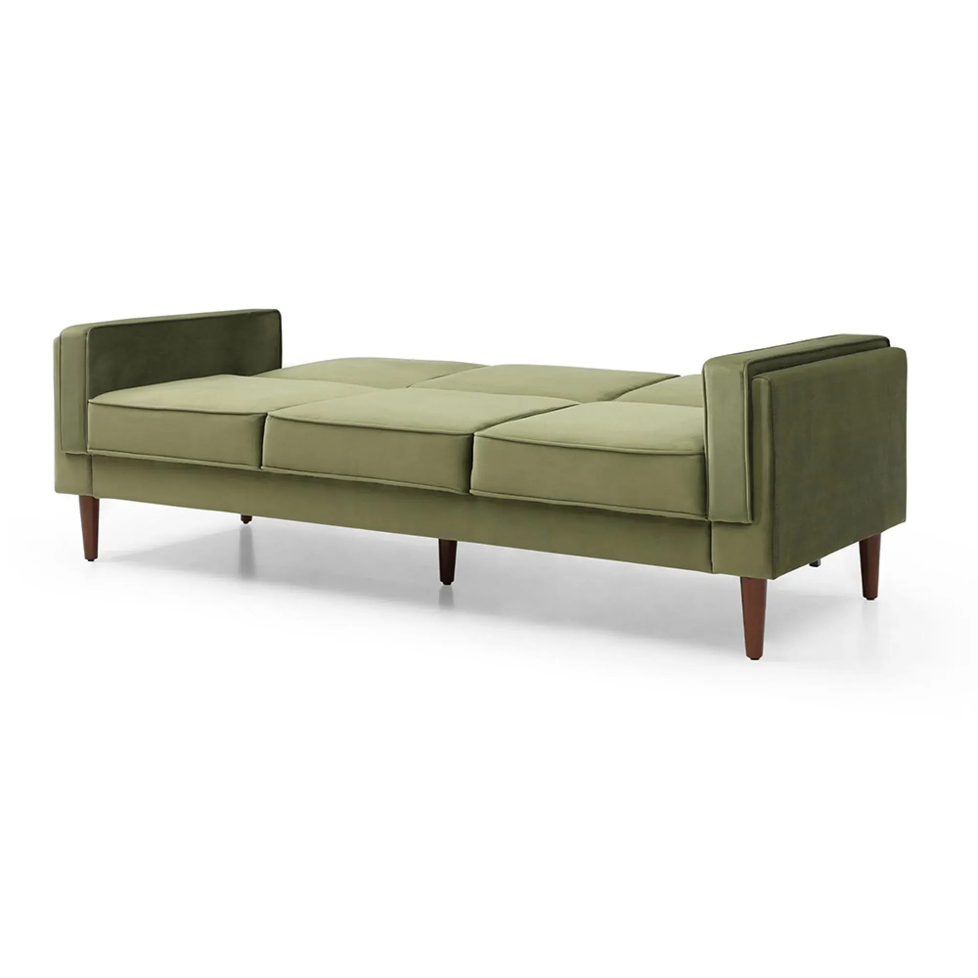Paolo 3-Seater Click Clack Sofa Bed - Olive Green, Velvet