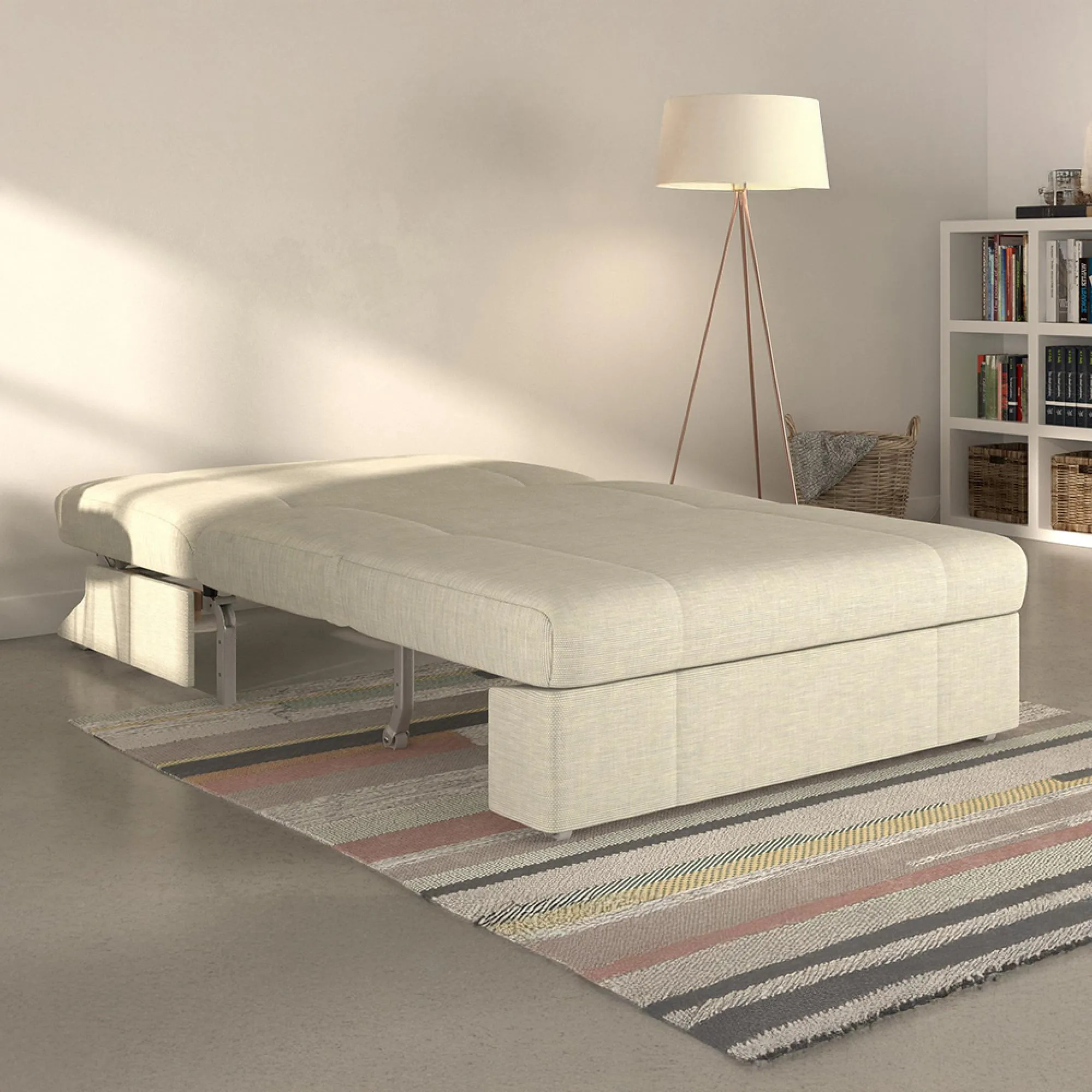 Redford 2-Seater Pull Out Sofa Bed - Cream, Fabric