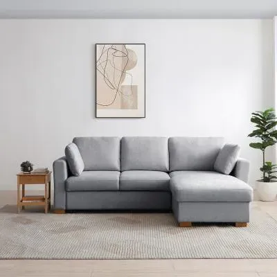 Sorrento Corner Pull Out Sofa Bed with Storage - Grey, Fabric image
