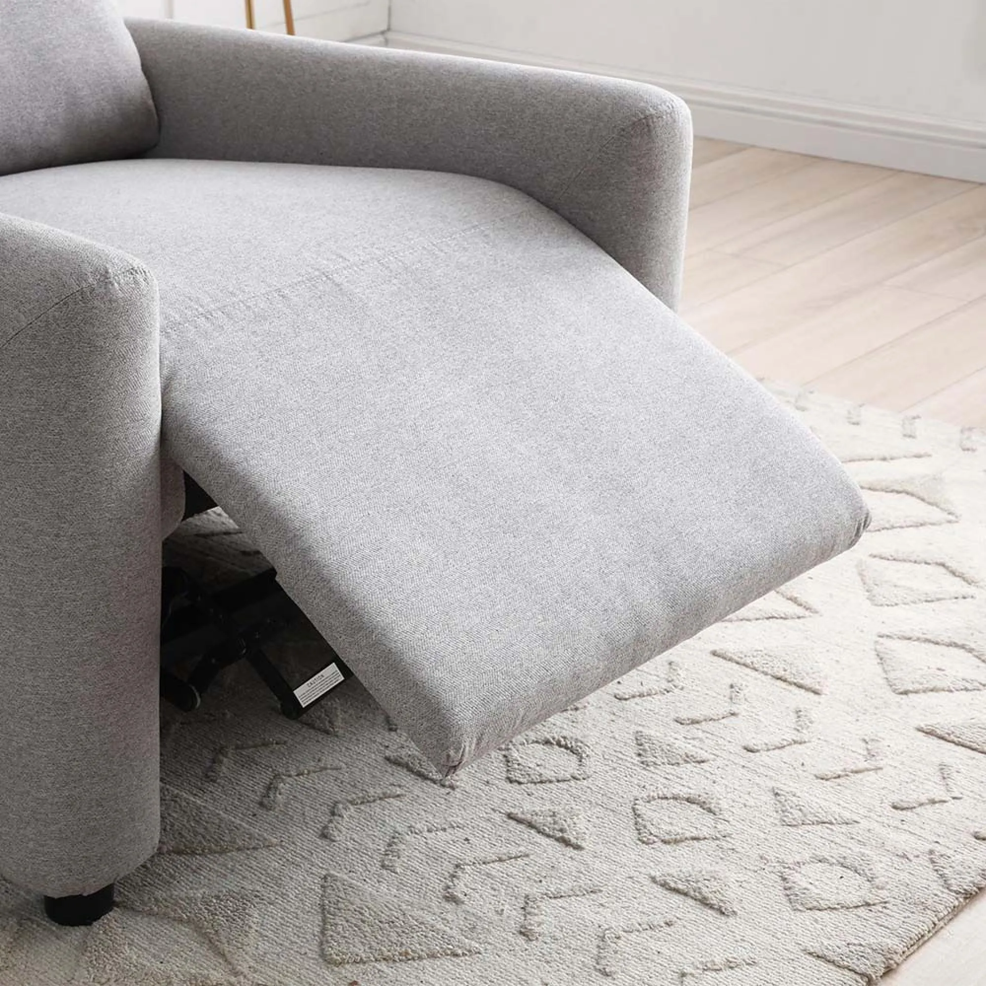 Toby Push Back Recliner Armchair - Grey, Fabric