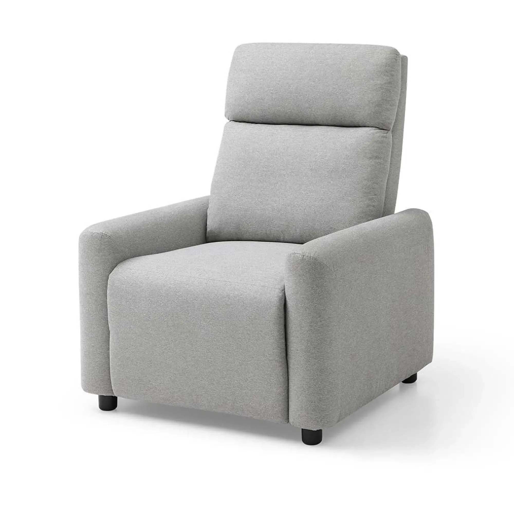 Toby Push Back Recliner Armchair - Grey, Fabric