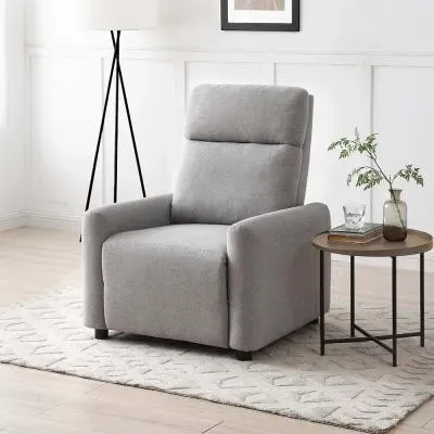 Toby Push Back Recliner Armchair - Grey, Fabric image