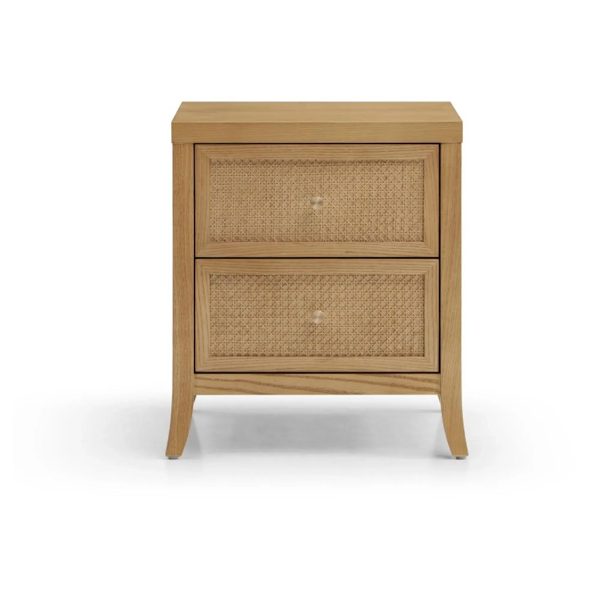 Zach 2 Drawer Bedside Table - Oak, Wood and Rattan