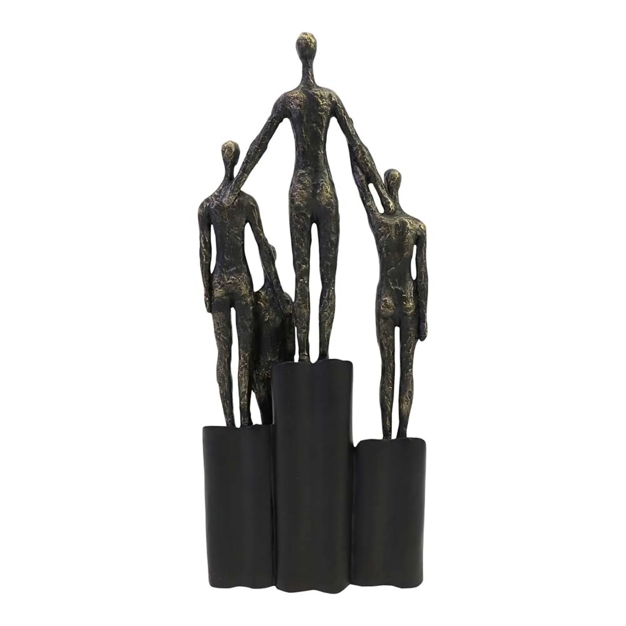 Abstract Family Sculpture on Hearts Plinth - Bronze