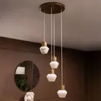 Allegra 4 Light Pendant - Antique Brass, Alabaster
