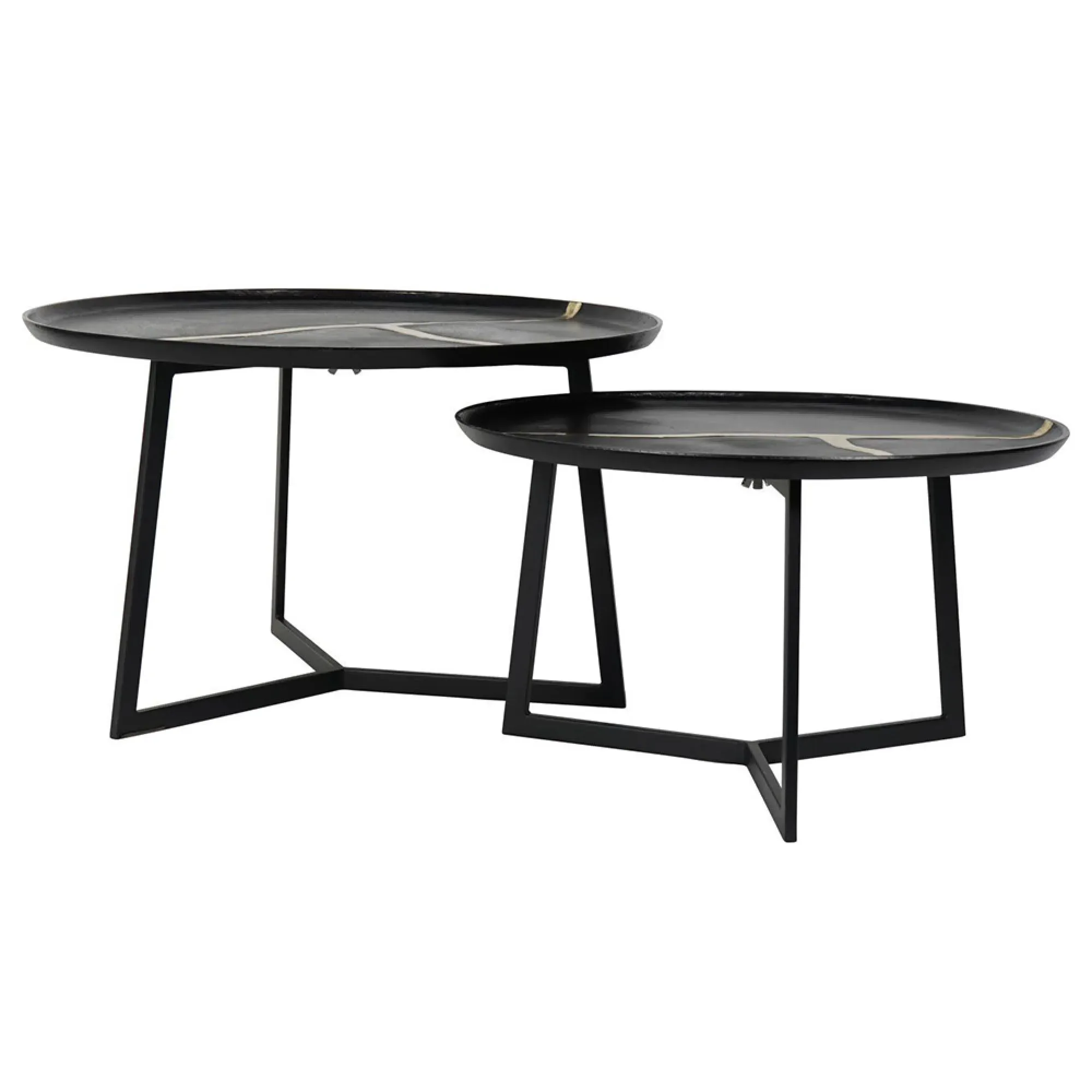 Arizona Round Coffee Table Set of 2 - Black, Metal