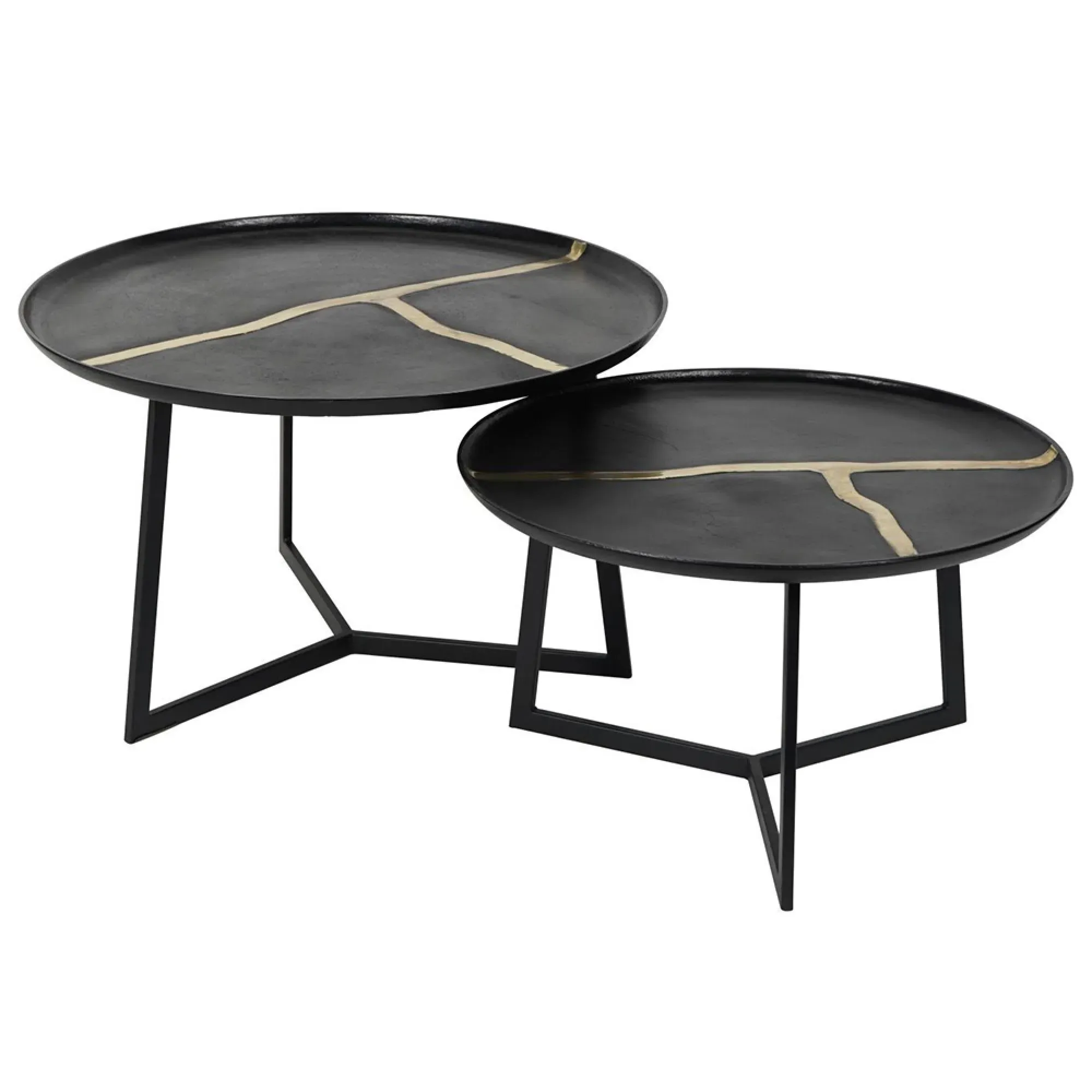 Arizona Round Coffee Table Set of 2 - Black, Metal