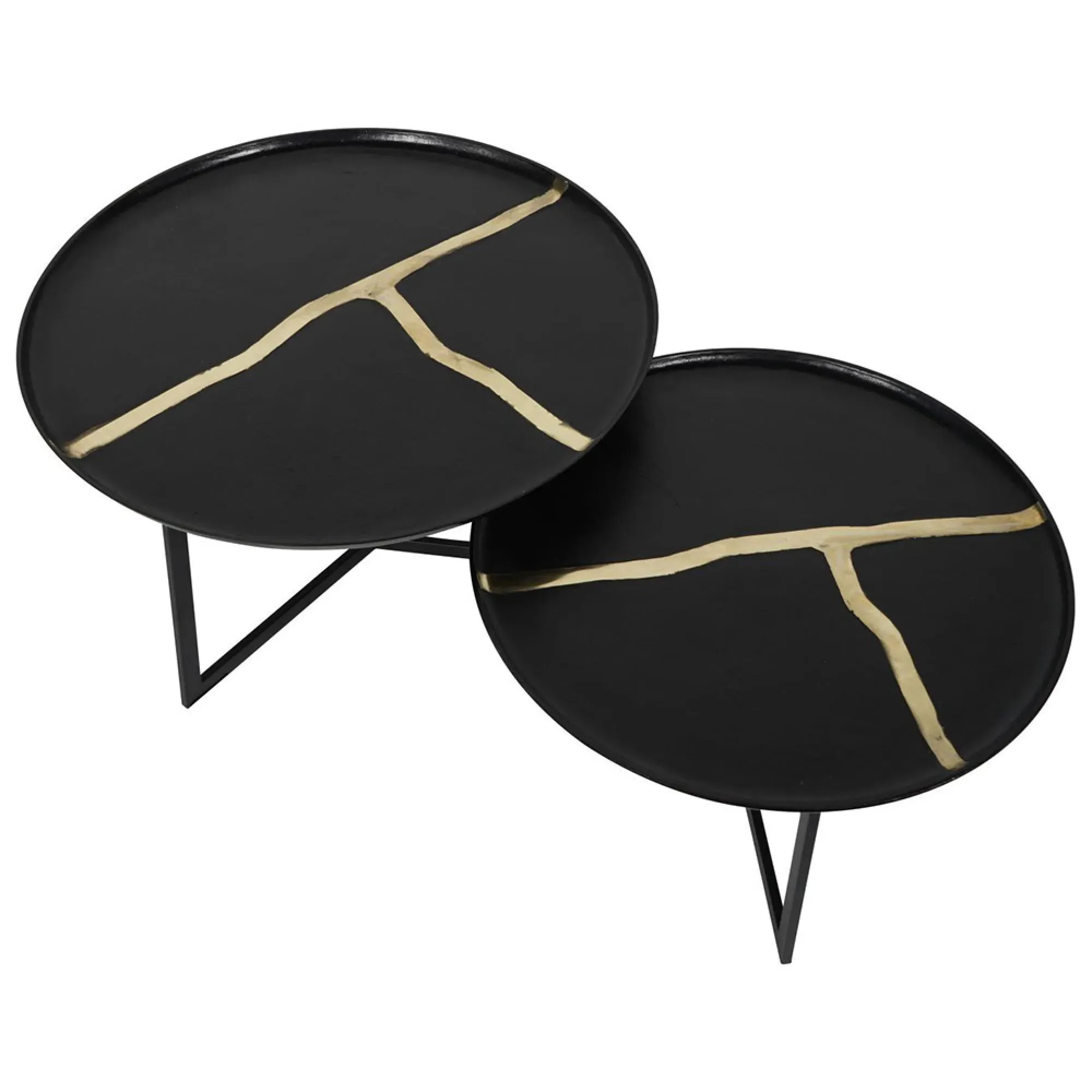Arizona Round Coffee Table Set of 2 - Black, Metal