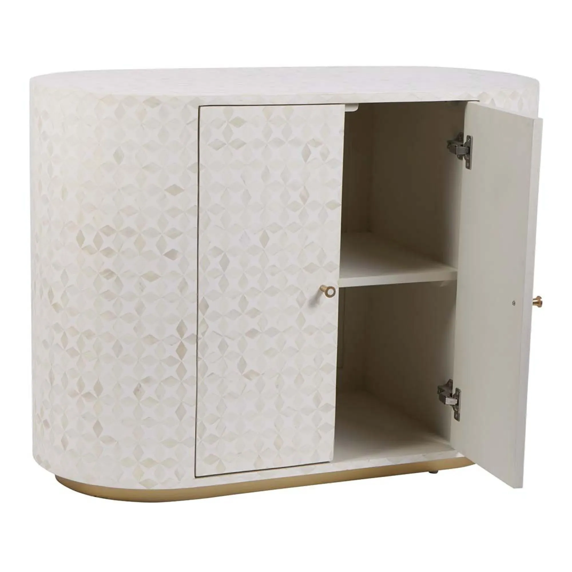 Aspen 2 Door Cabinet with Bone Inlay - White