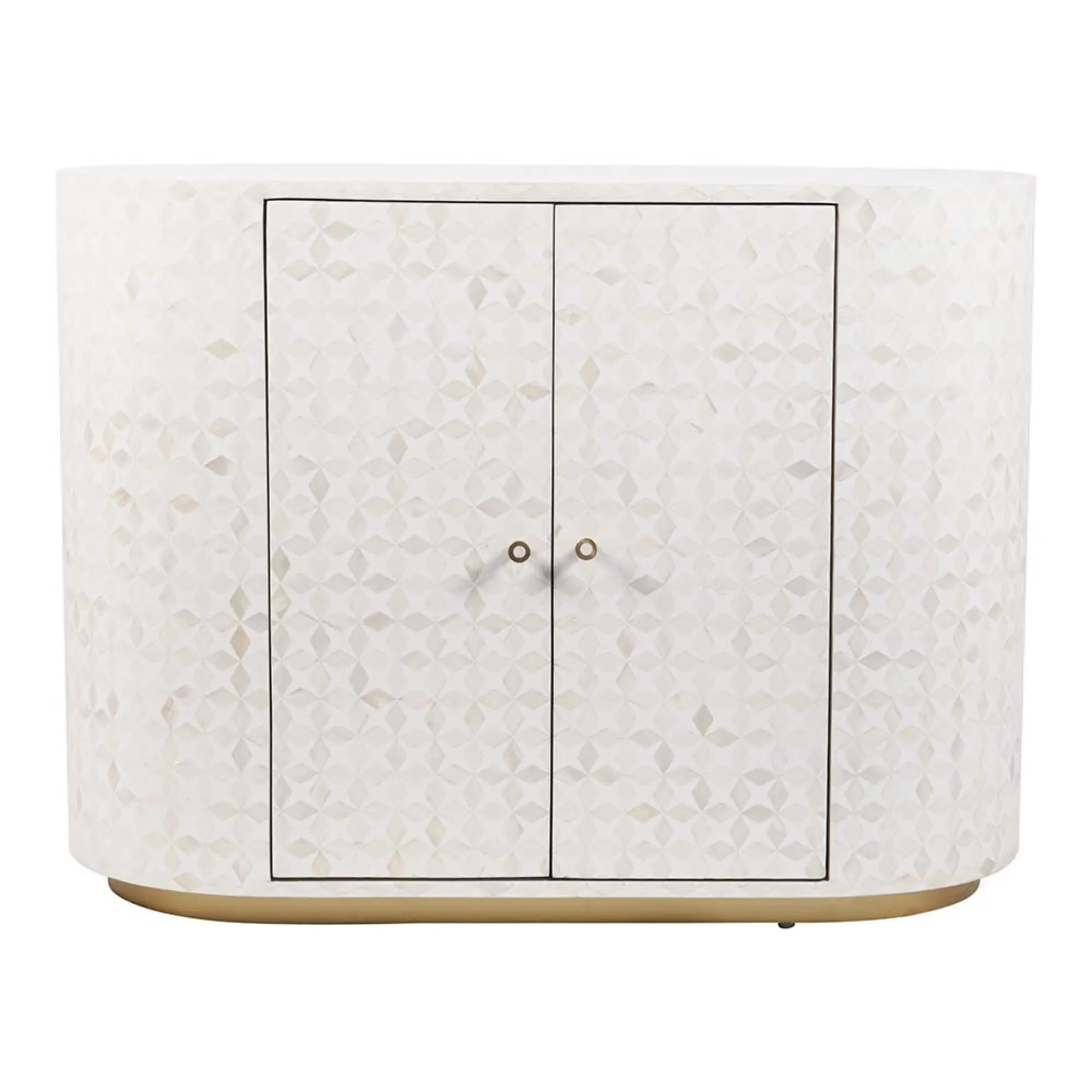 Aspen 2 Door Cabinet with Bone Inlay - White