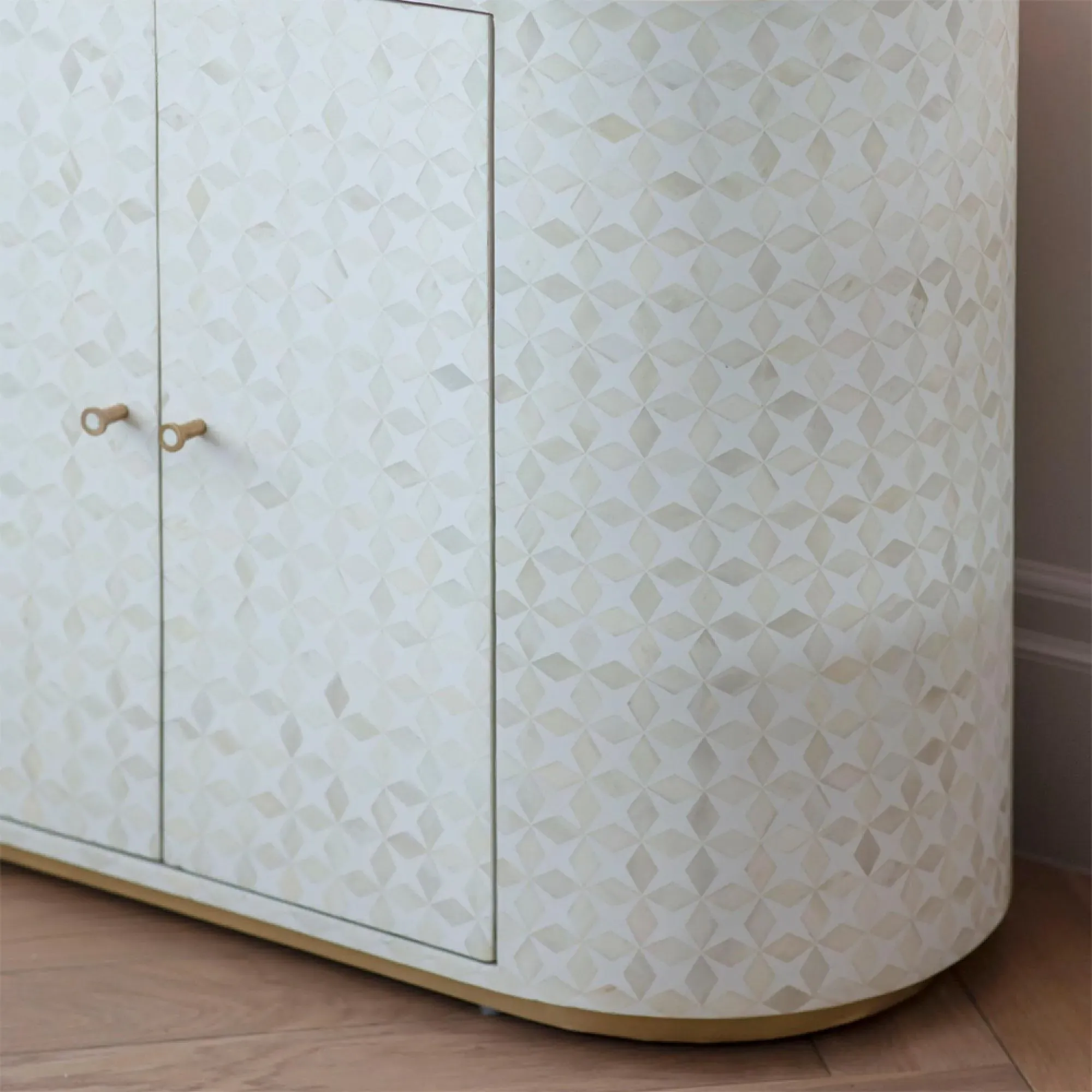 Aspen 2 Door Cabinet with Bone Inlay - White