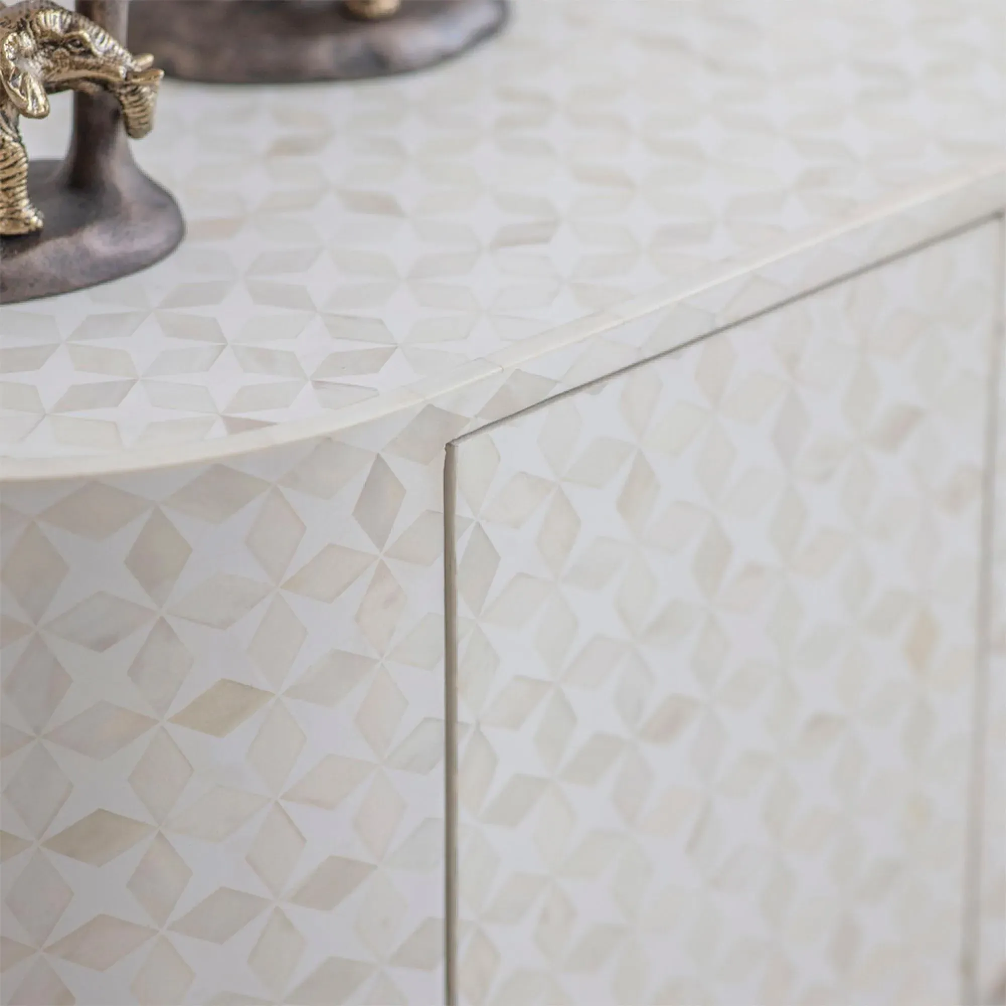 Aspen 2 Door Cabinet with Bone Inlay - White