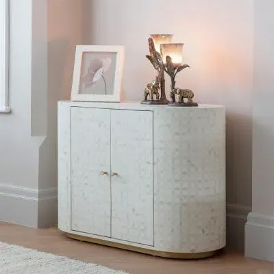 Aspen 2 Door Cabinet with Bone Inlay - White