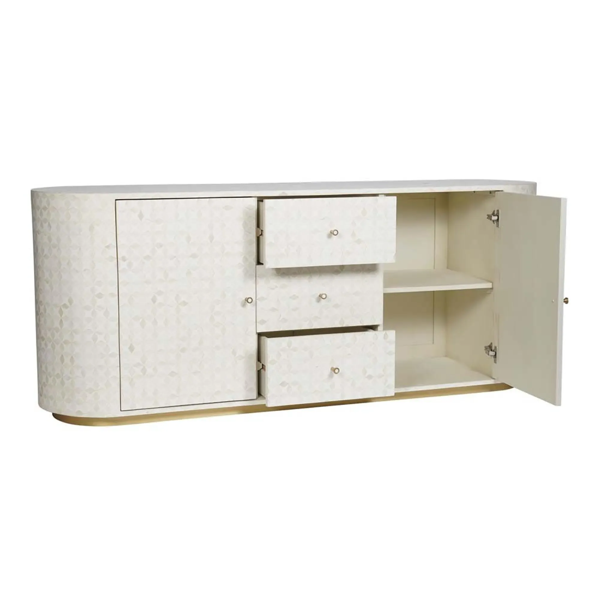 Aspen Extra Large Sideboard with Bone Inlay - White