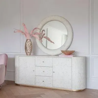 Aspen Extra Large Sideboard with Bone Inlay - White