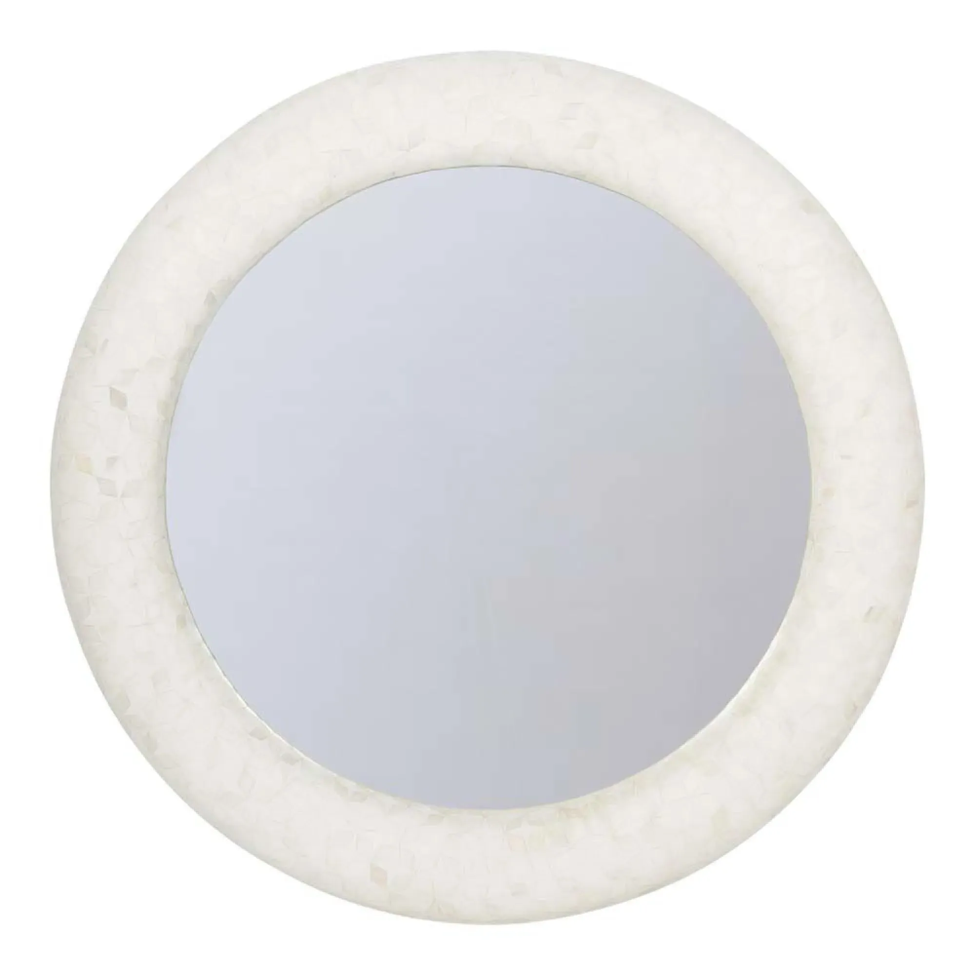 Aspen Round Mirror with Bone Inlay - White
