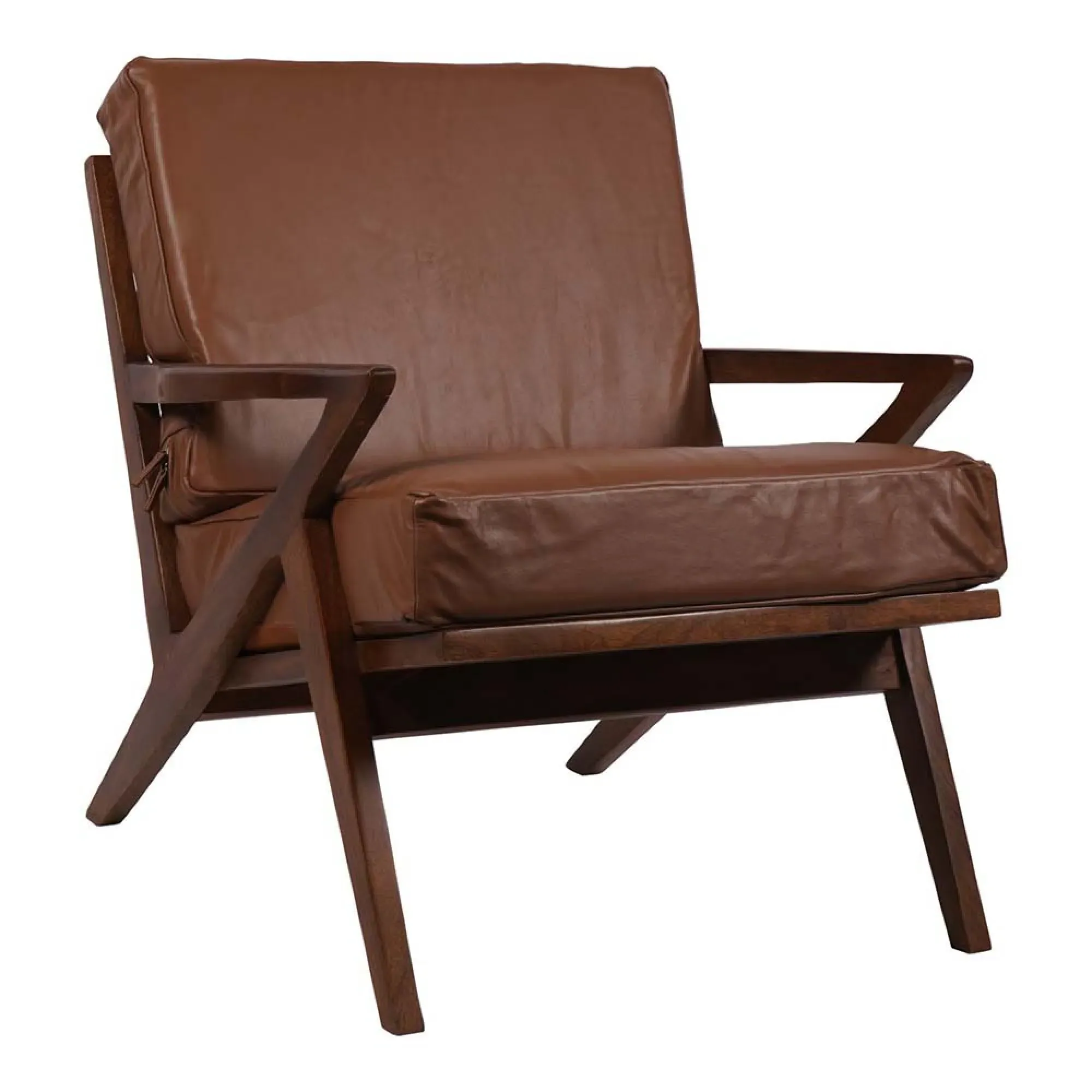 Atherton Leather Upholstered Armchair - Brown