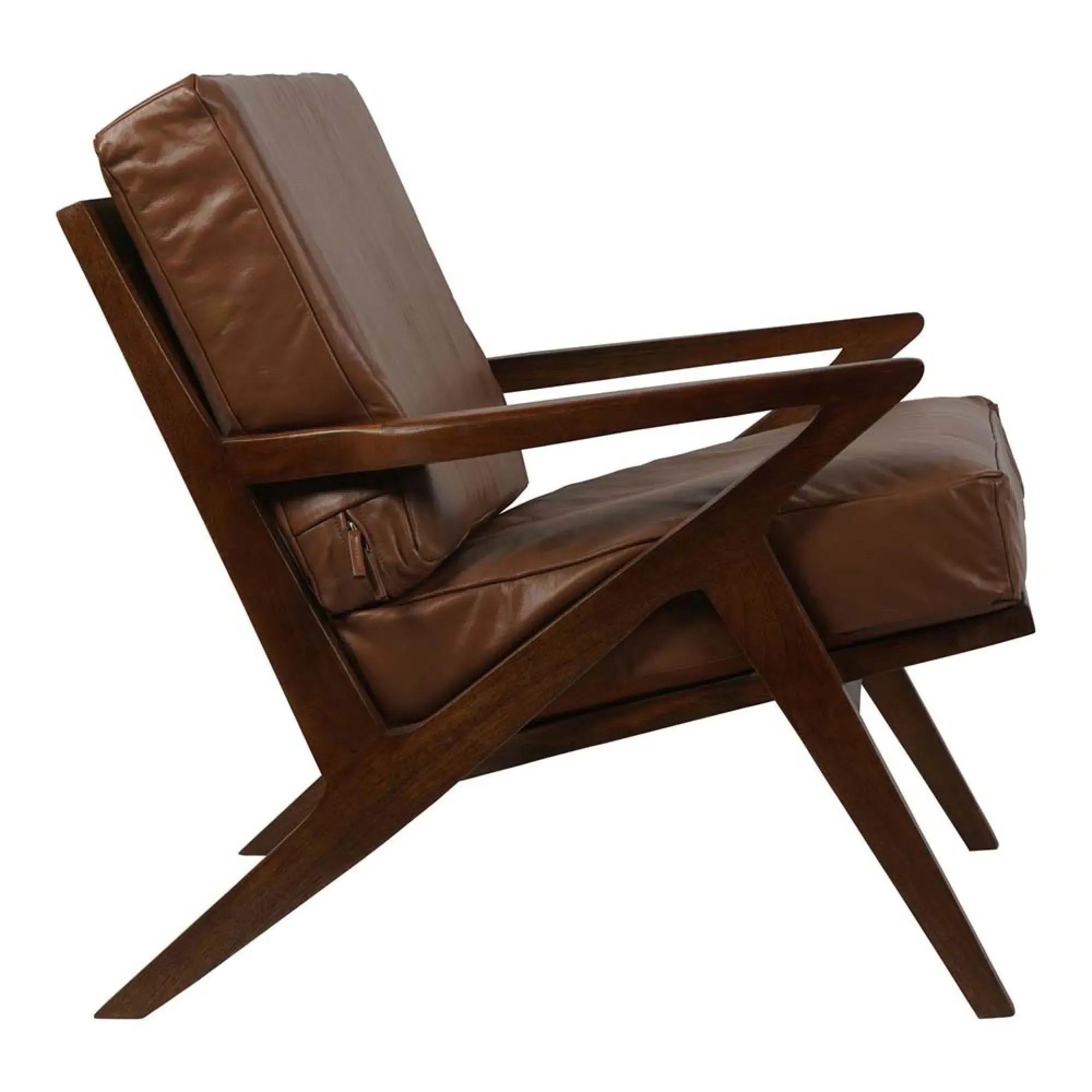Atherton Leather Upholstered Armchair - Brown