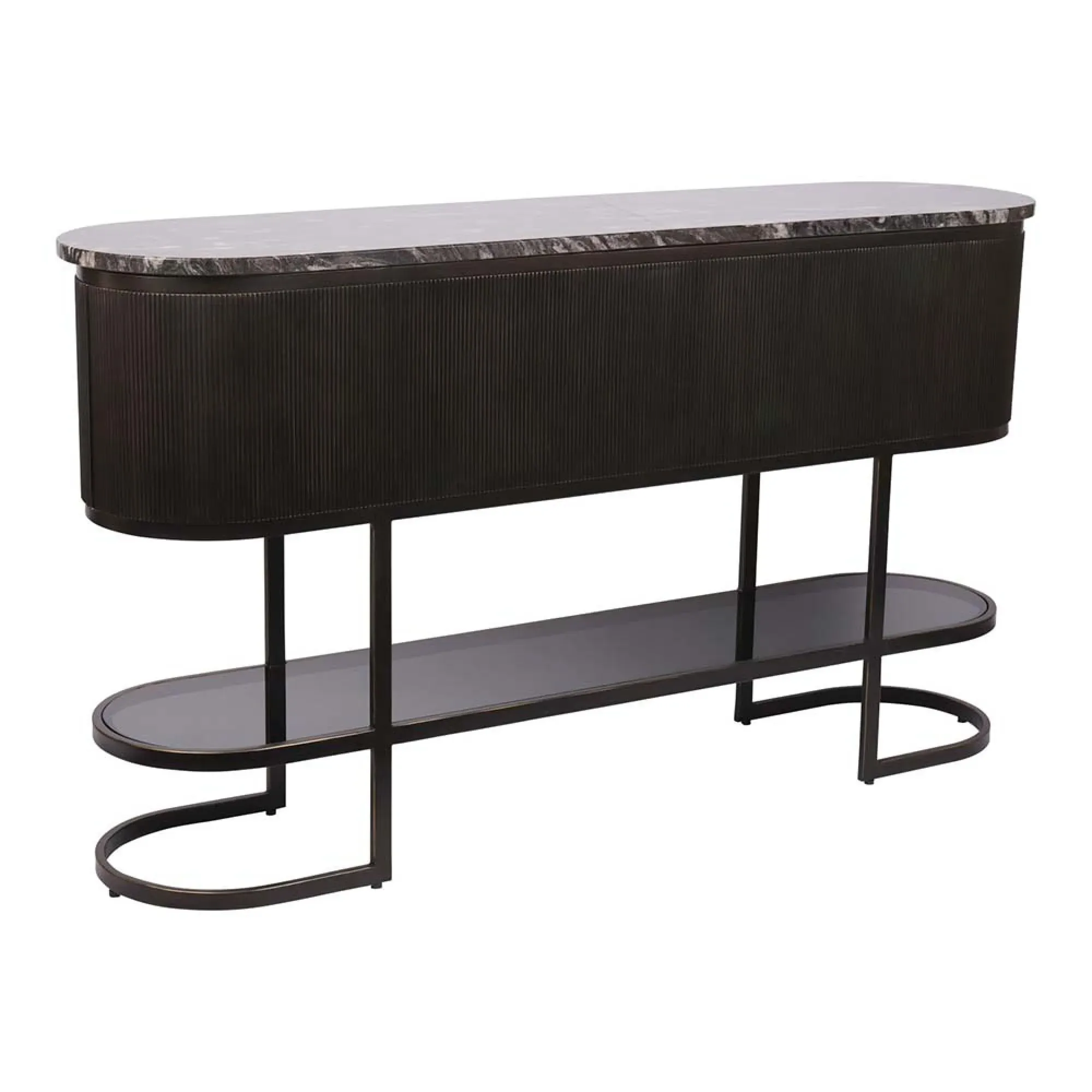 Belvedere Oval Console Table - Gilded Dark Bronze