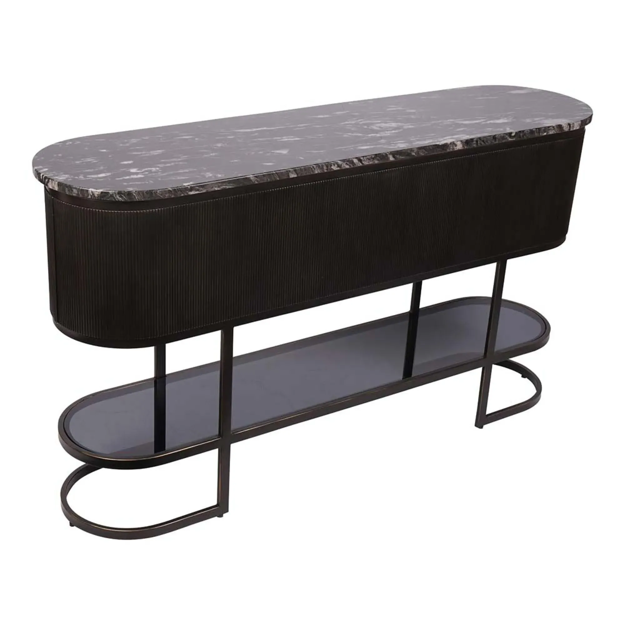 Belvedere Oval Console Table - Gilded Dark Bronze